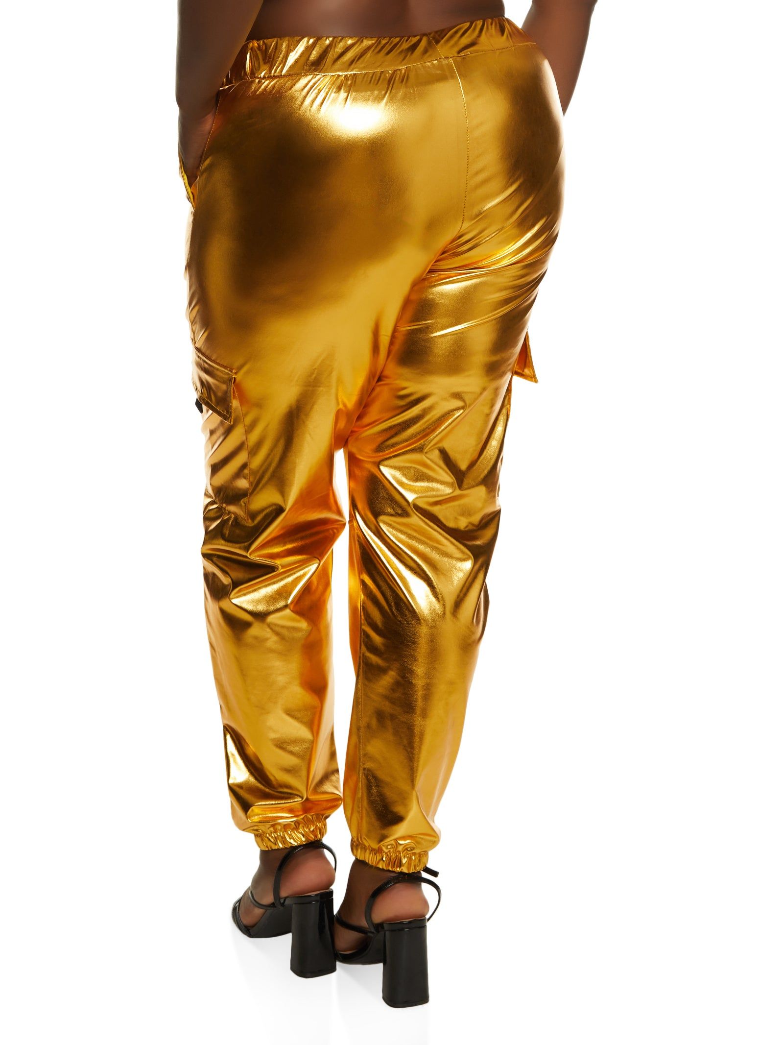 Plus Size Metallic Foil Drawstring Cargo Joggers sold by Rainbow product image thumbnail 3