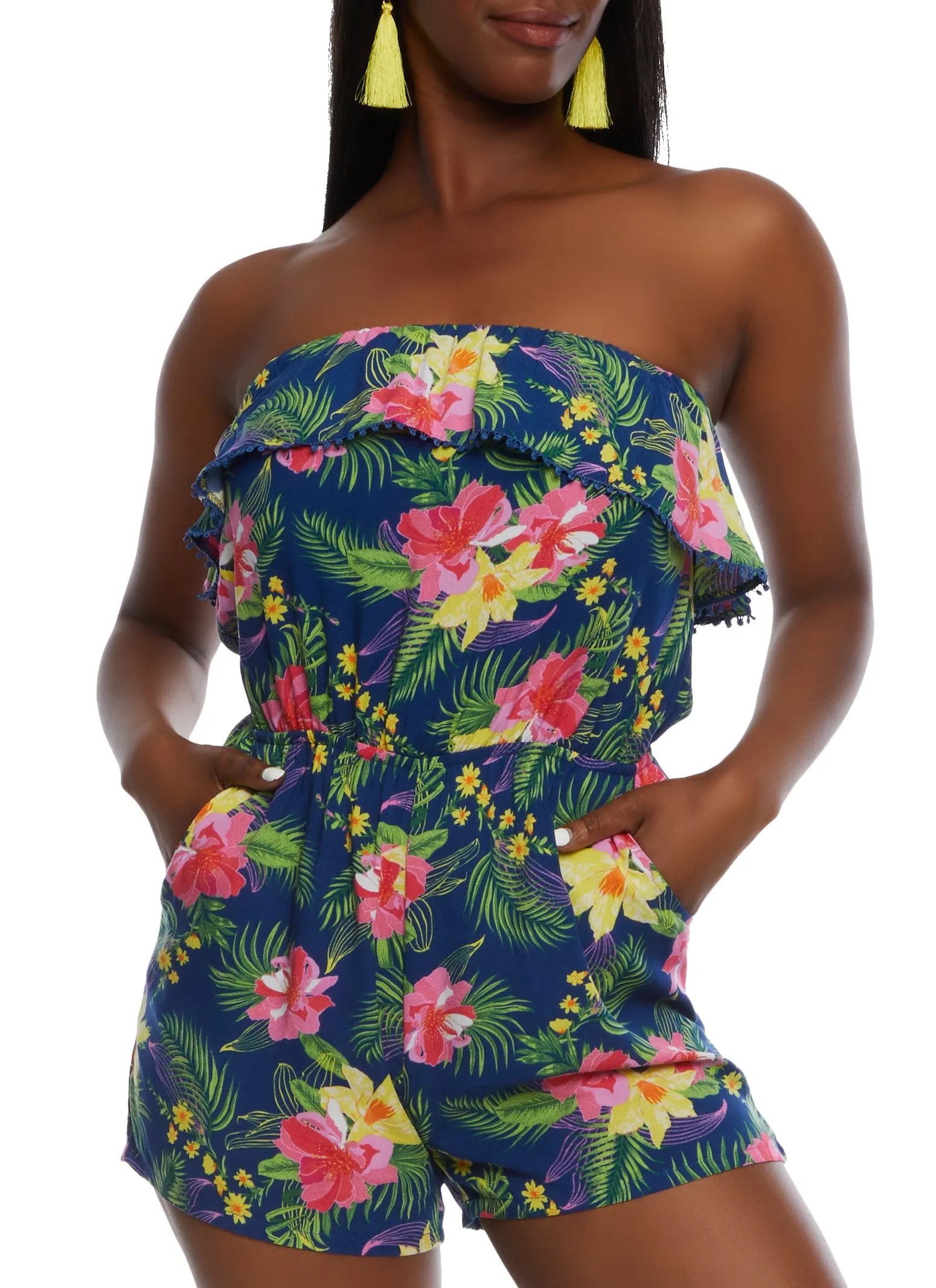 Tropical Print Strapless Romper sold by Rainbow product image thumbnail 2