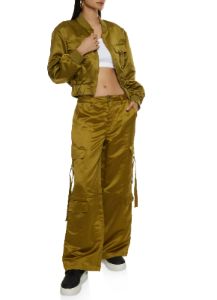 Satin Wide Leg Cargo Pants sold by Rainbow