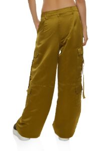 Satin Wide Leg Cargo Pants sold by Rainbow
