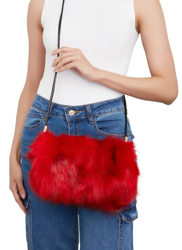 Faux Fur Zip Crossbody Bag sold by Rainbow