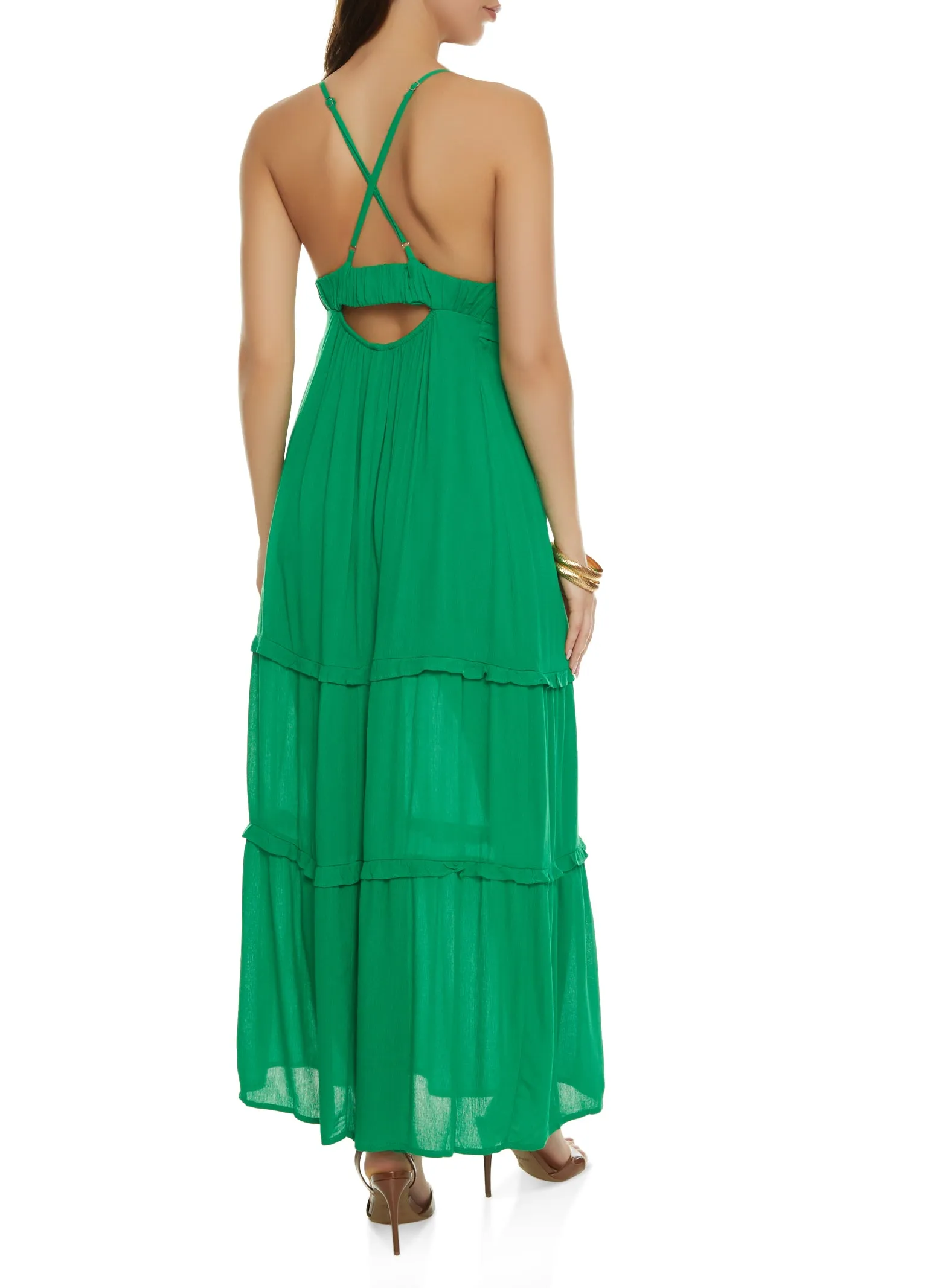Sleeveless Tiered Empire Waist Maxi Dress sold by Rainbow product image thumbnail 3