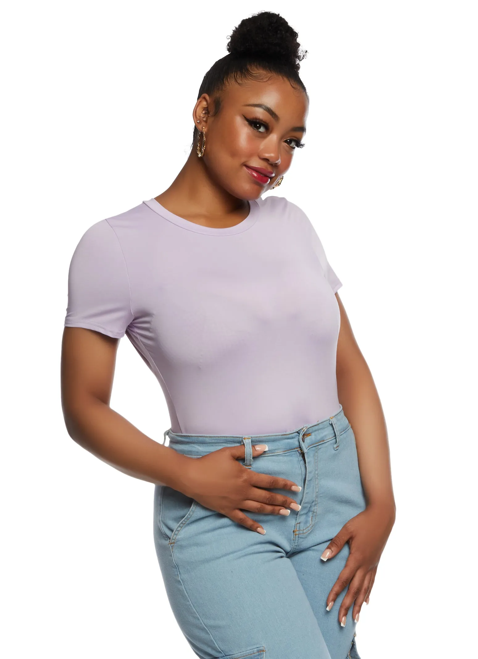Plus Size Basic Crew Neck Bodysuit sold by Rainbow product image thumbnail 2