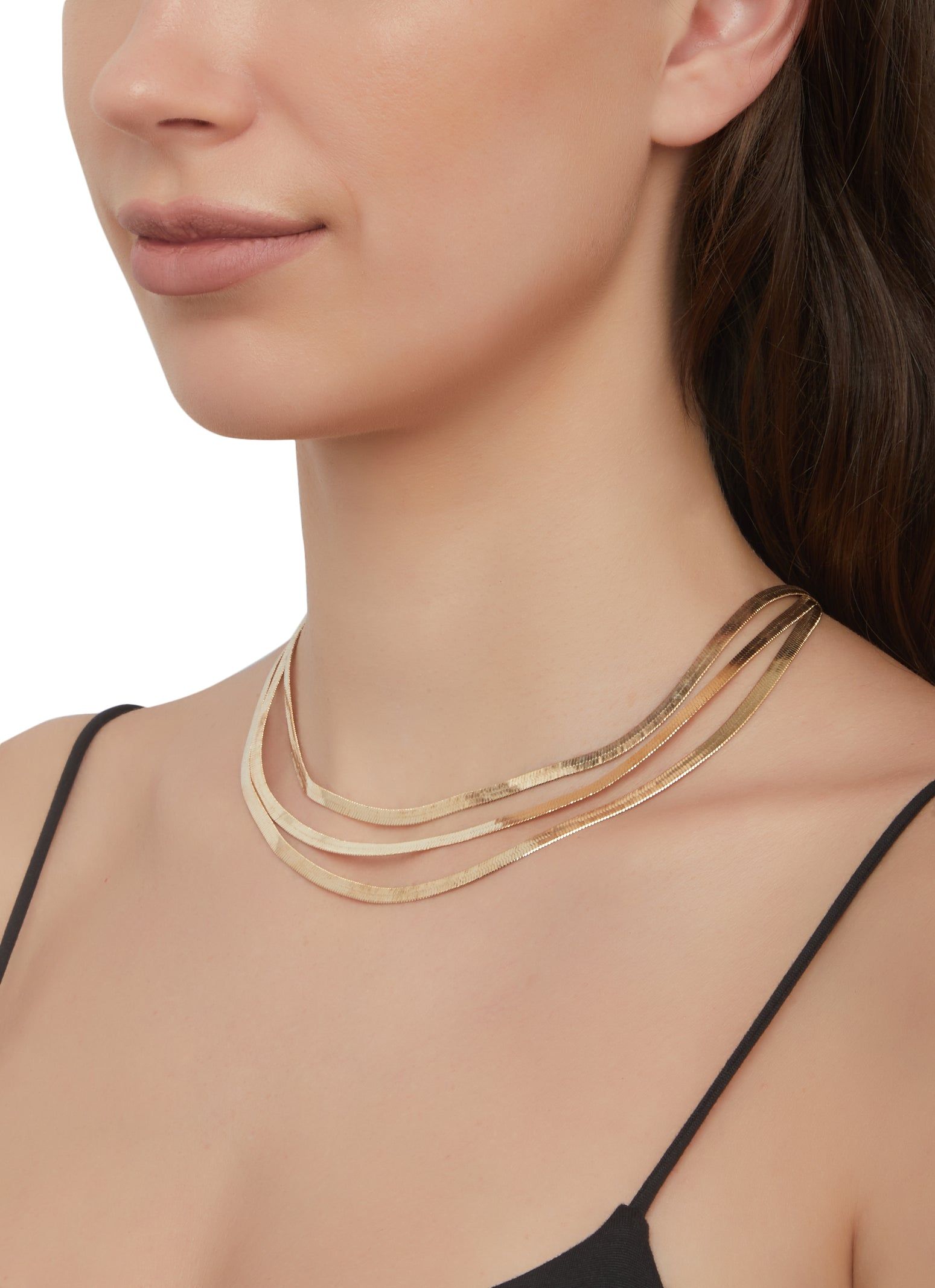 Metallic Layered Snake Chain Necklace sold by Rainbow