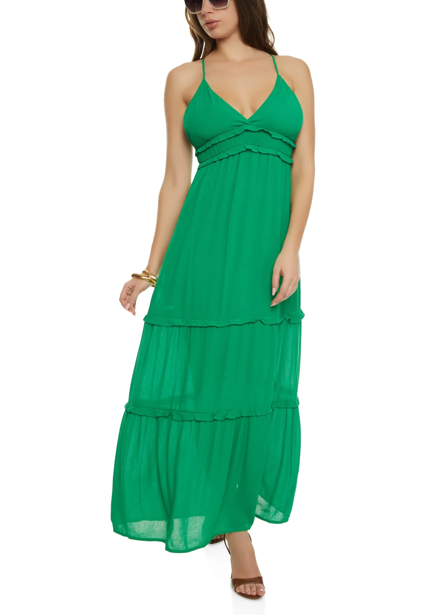 Sleeveless Tiered Empire Waist Maxi Dress sold by Rainbow product image thumbnail 2