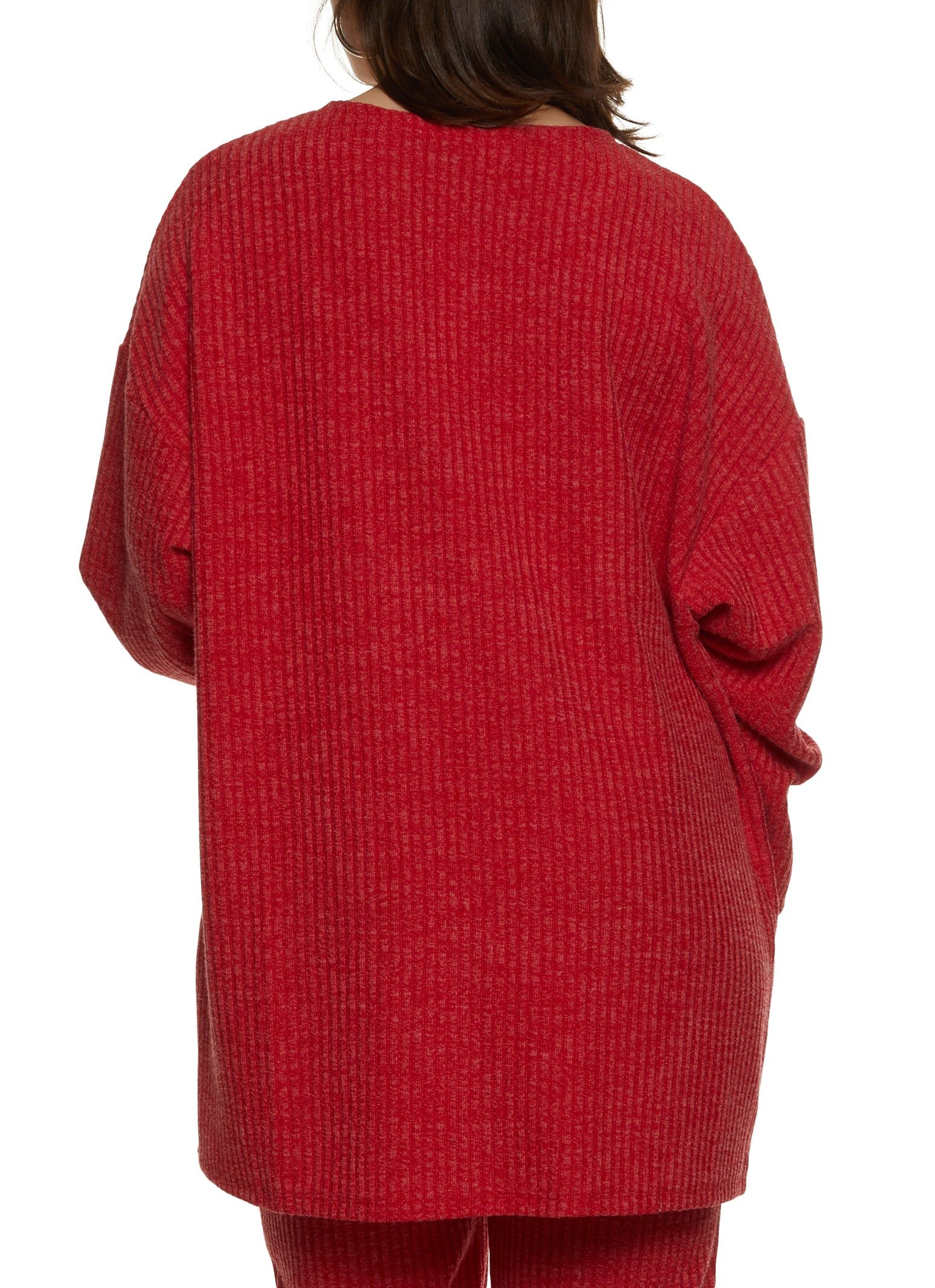 Plus Size Ribbed Drop Shoulder Open Front Cardigan sold by Rainbow product image thumbnail 3