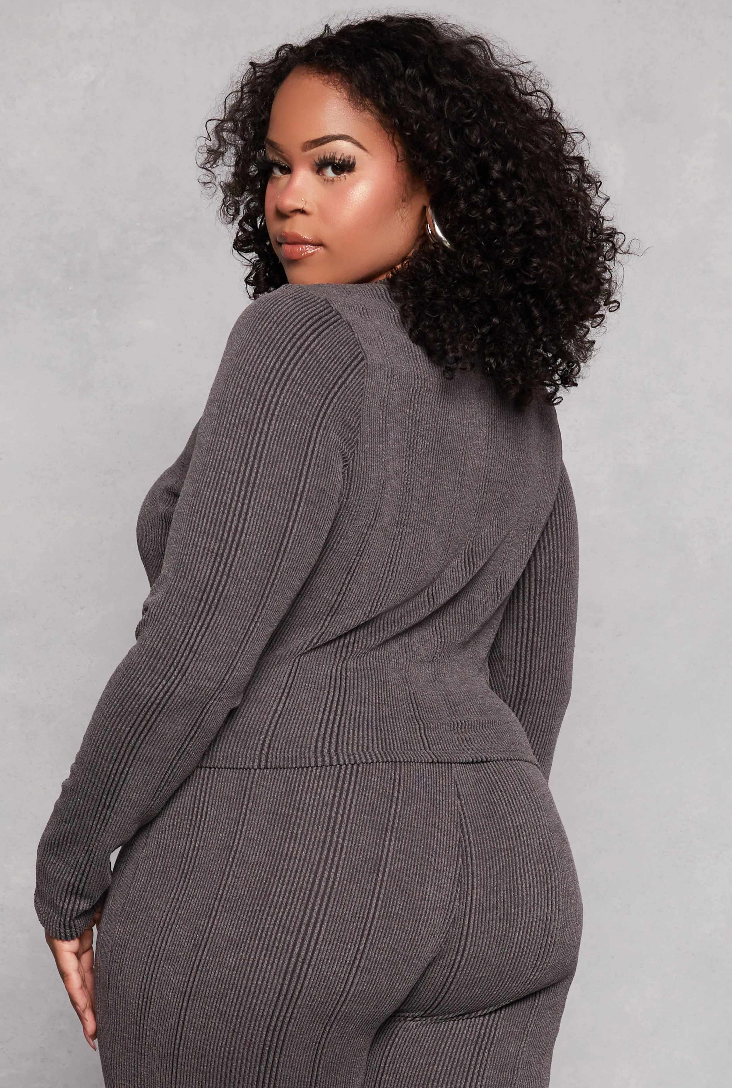 Plus Size Ribbed Crew Neck Long Sleeve Top sold by Rainbow product image thumbnail 3