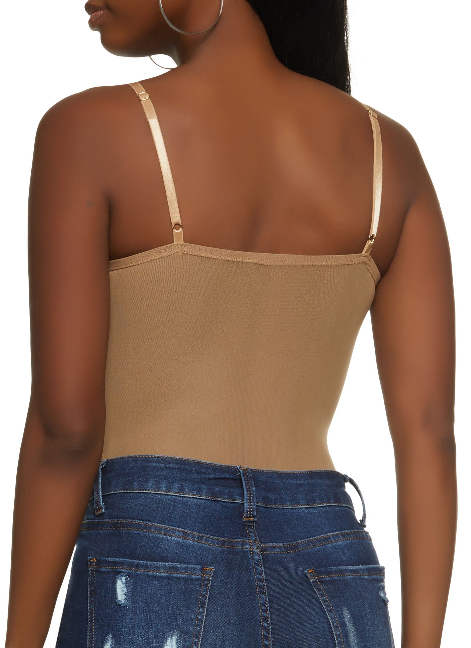 Mesh Rhinestone Detail Bustier Cami Bodysuit sold by Rainbow product image thumbnail 3