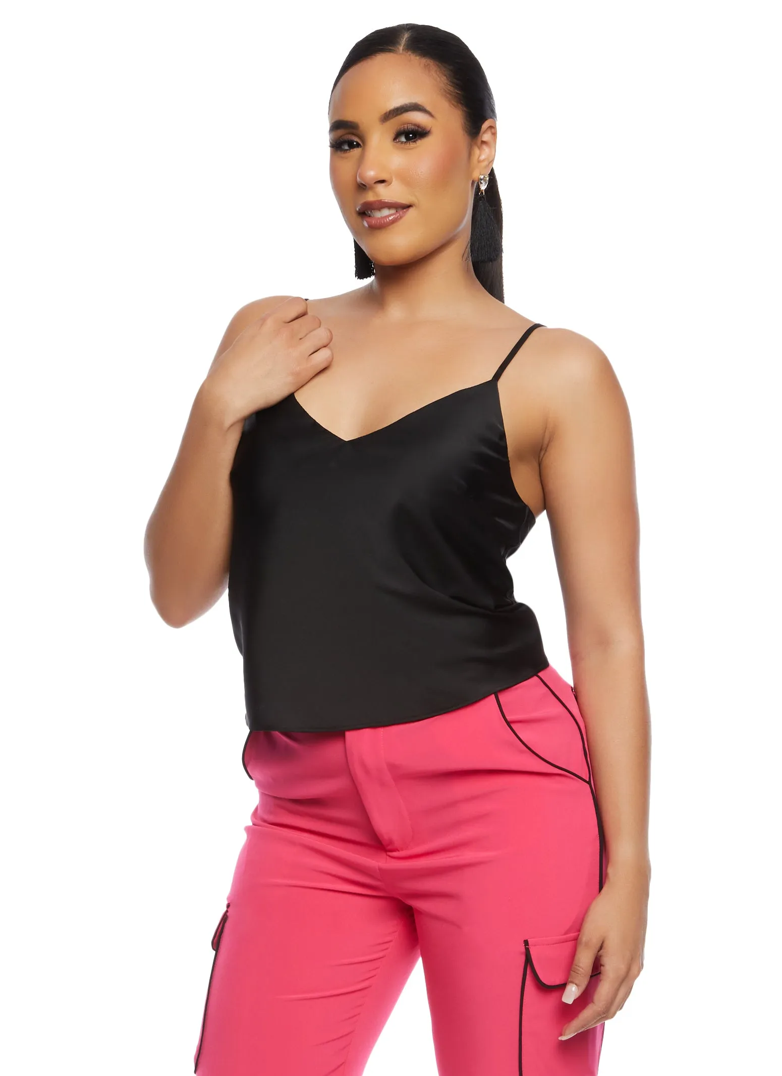 Satin V Neck Cropped Cami sold by Rainbow product image thumbnail 2