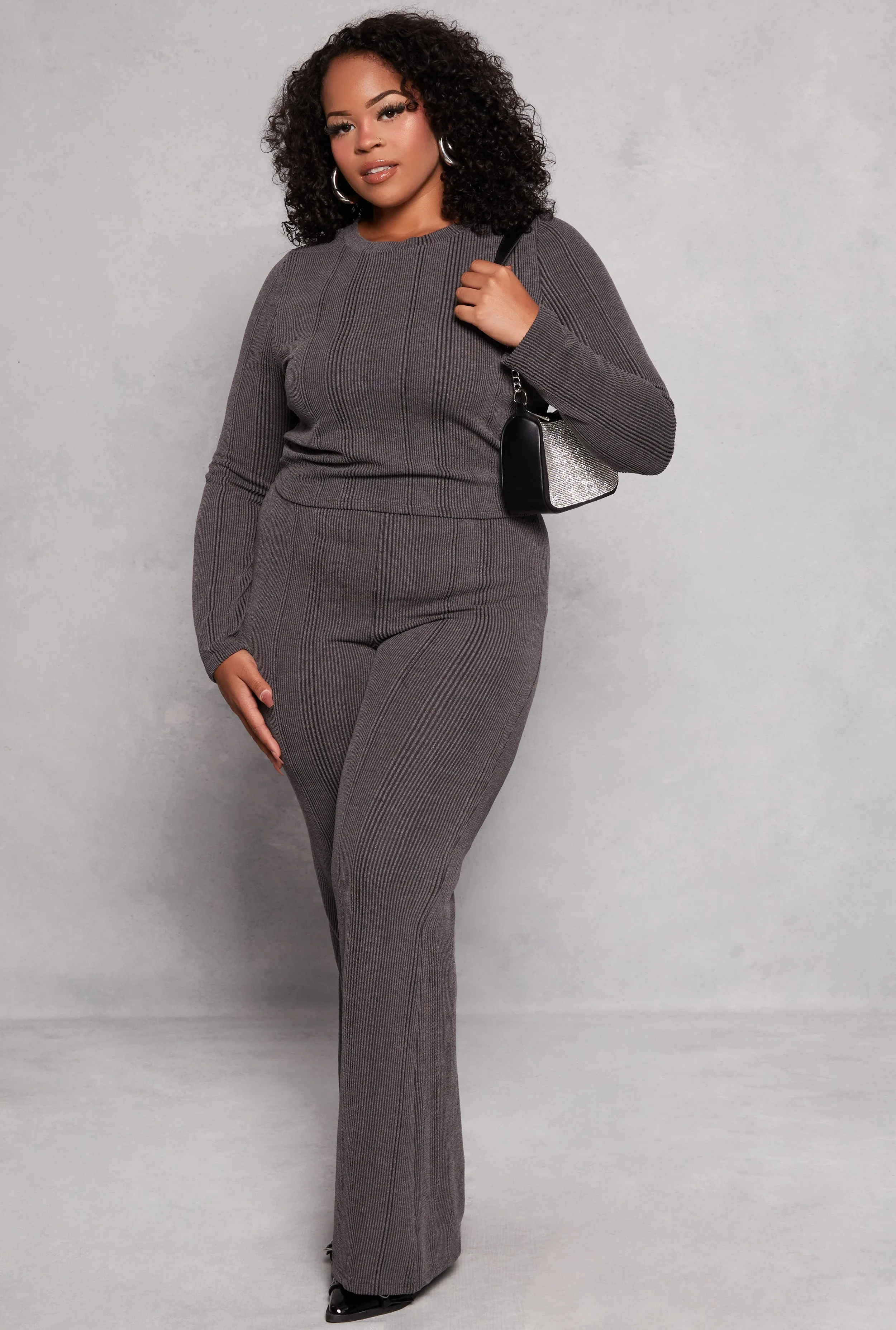 Plus Size Ribbed Crew Neck Long Sleeve Top sold by Rainbow product image thumbnail 2