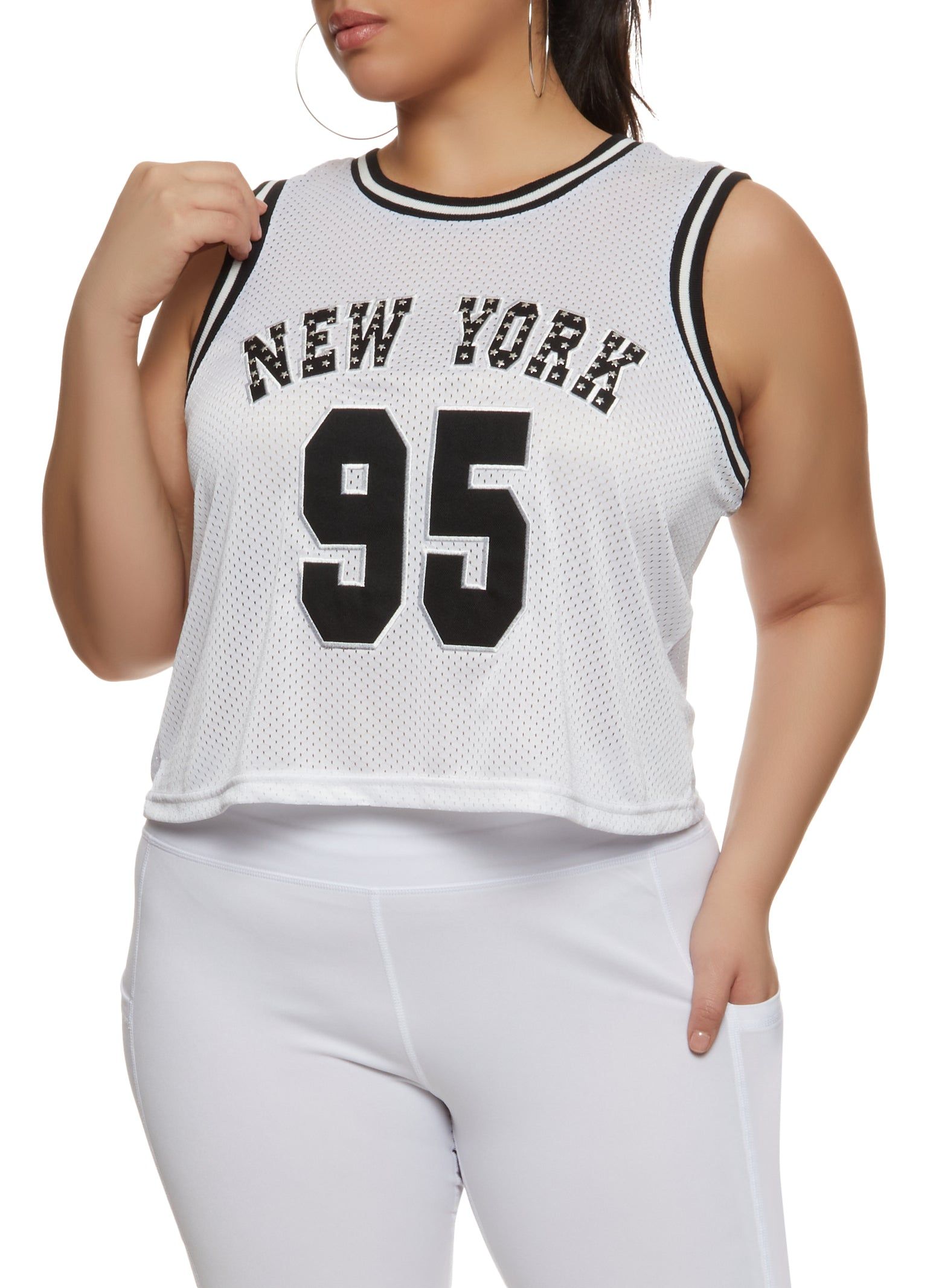 Plus Size Studded New York 95 Basketball Jersey sold by Rainbow