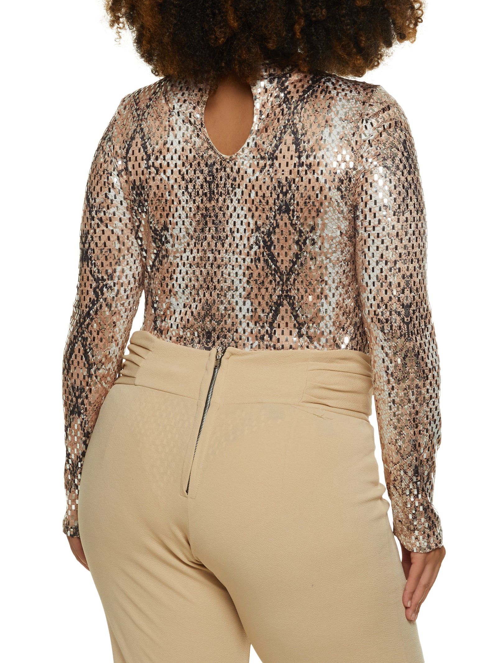 Plus Size Foiled Snake Print Cut Out Bodysuit sold by Rainbow product image thumbnail 3