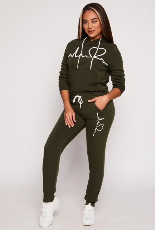 Heartbeat Graphic Joggers sold by Rainbow