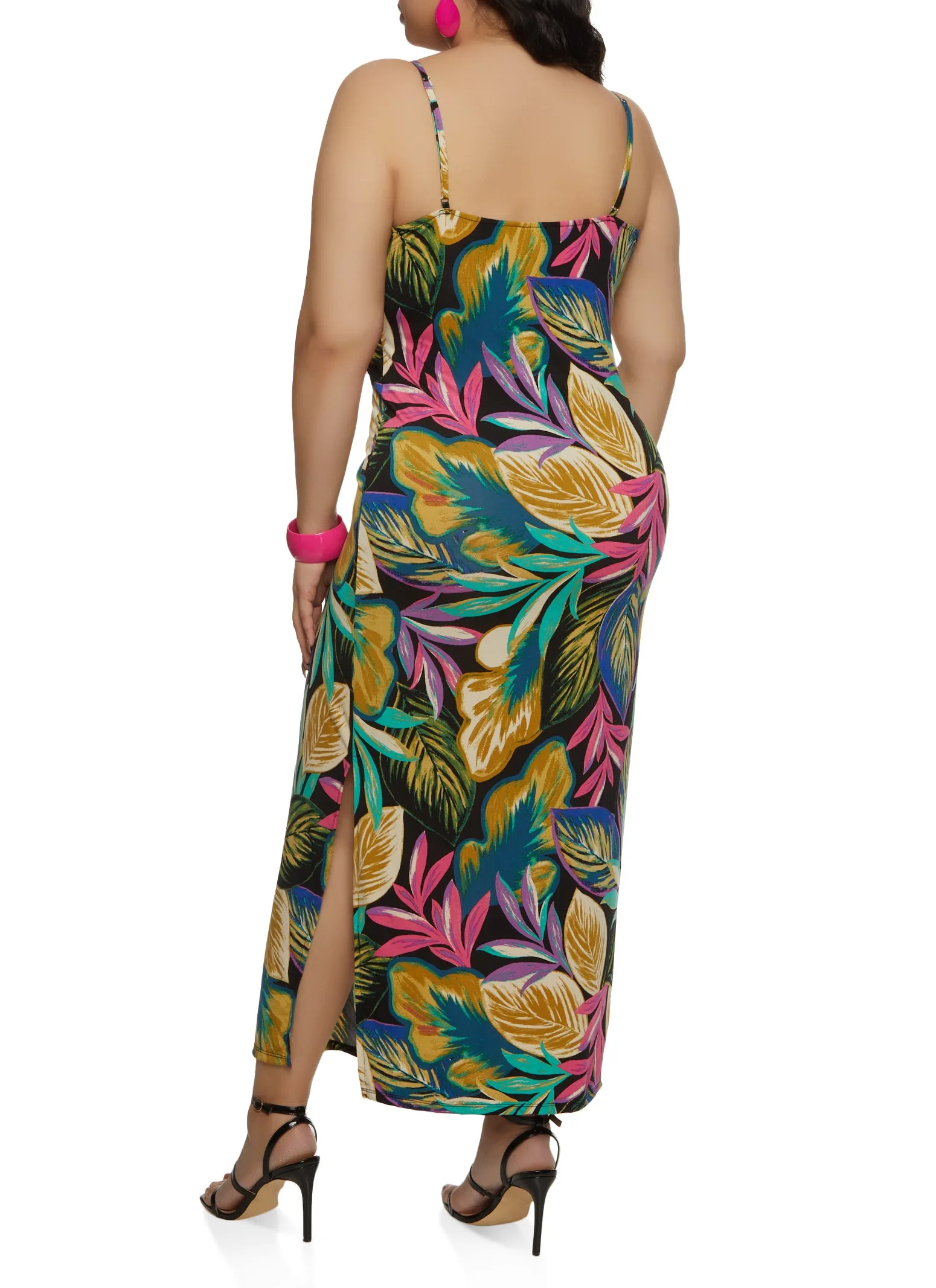 Plus Size Tropical Print V Neck Maxi Dress sold by Rainbow product image thumbnail 3