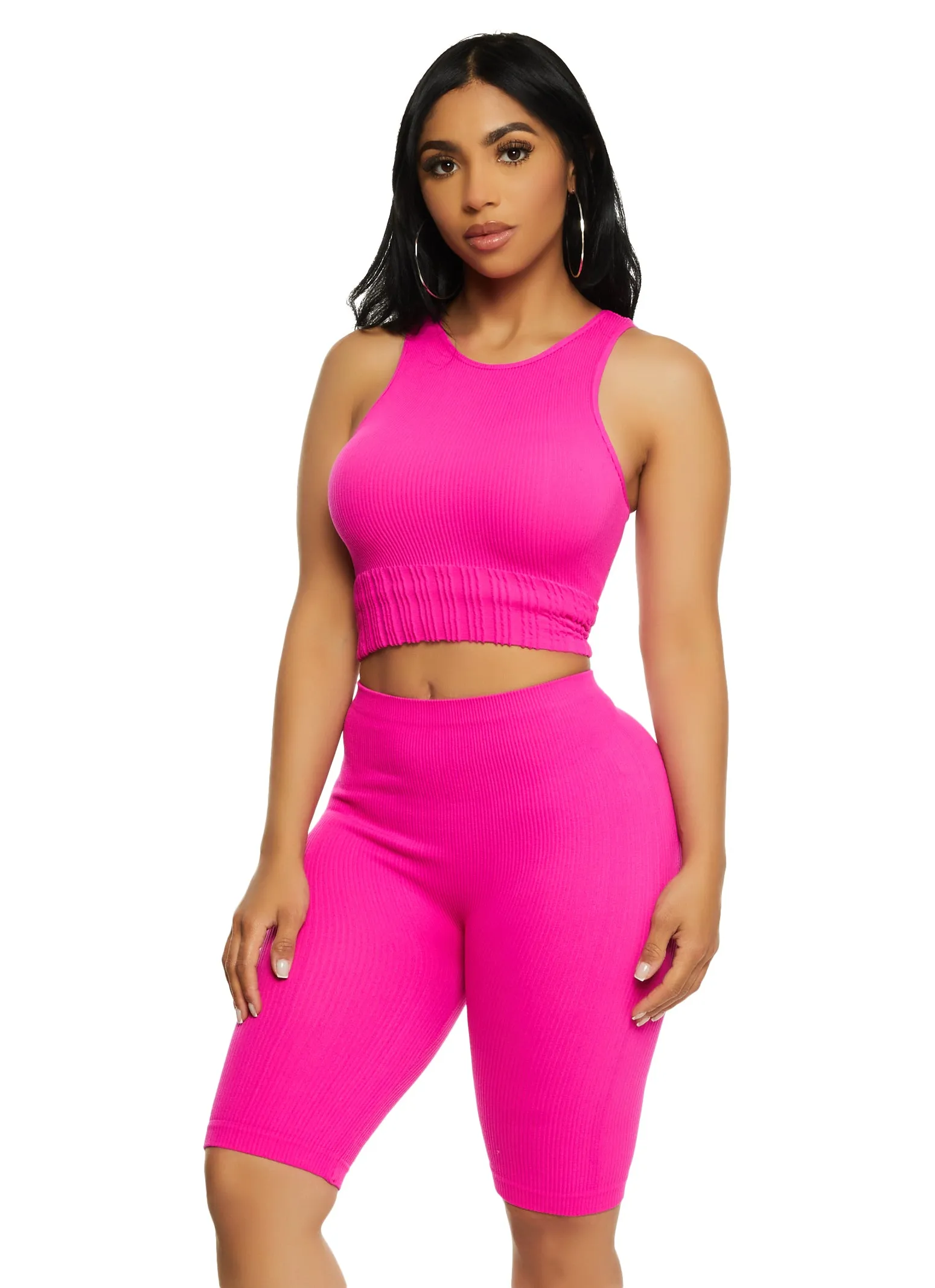 Seamless Ribbed Cropped Racerback Tank Top sold by Rainbow product image thumbnail 2