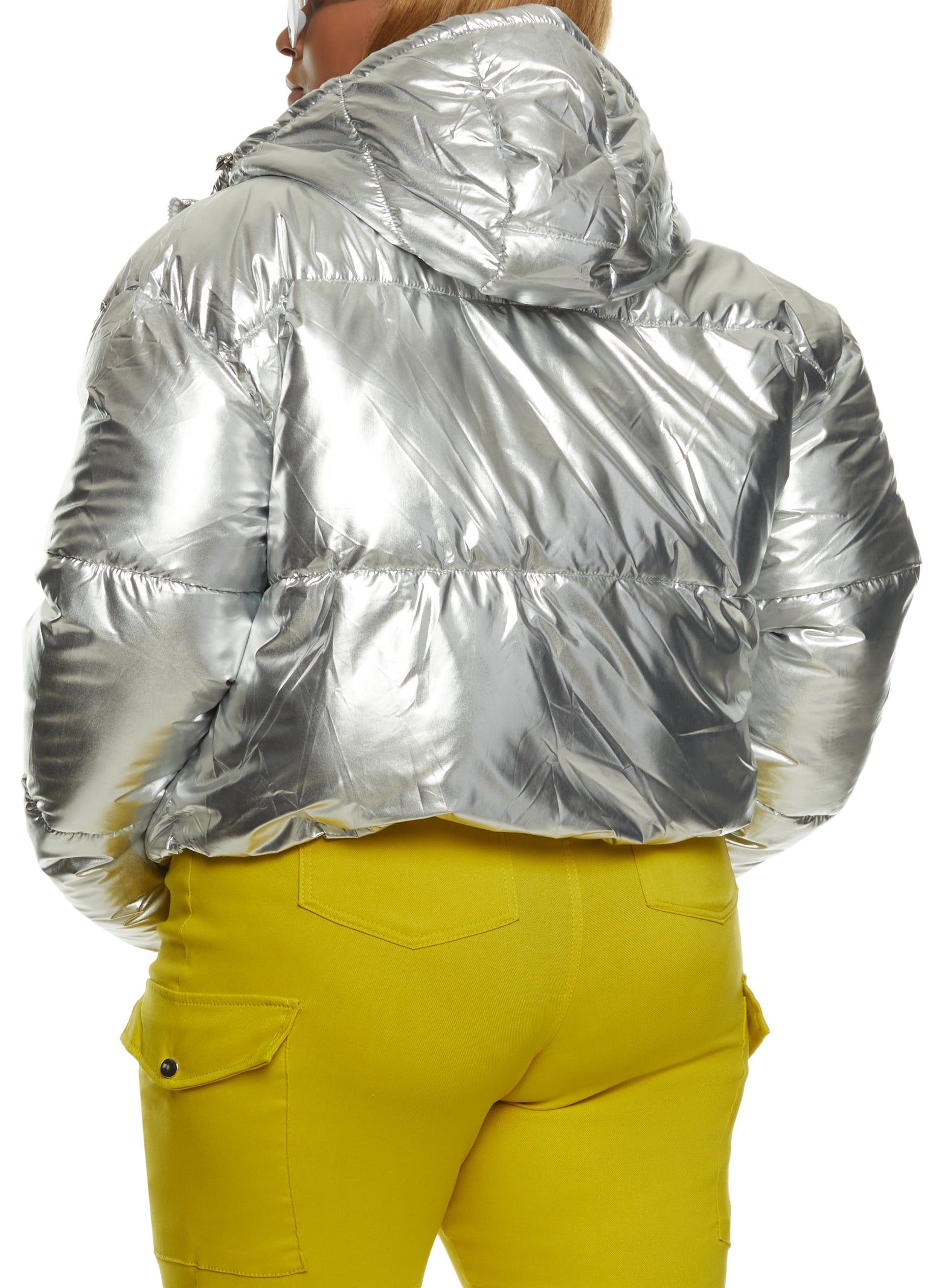 Plus Size Hooded Zip Front Puffer Jacket sold by Rainbow product image thumbnail 3