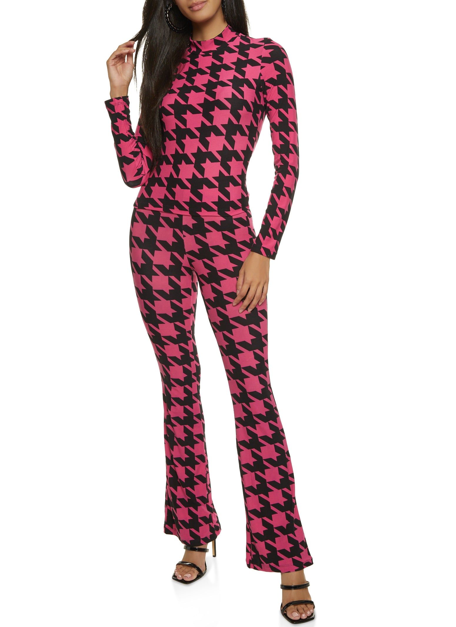 Houndstooth Mock Neck Top and Pants Set sold by Rainbow