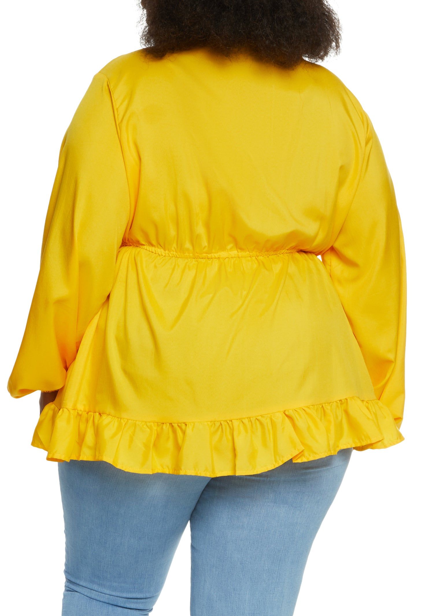 Plus Size Ruffle Trim Peplum Blouse with Necklace sold by Rainbow product image thumbnail 2