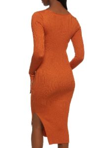 Ribbed Twist Front Cut Out Midi Dress sold by Rainbow