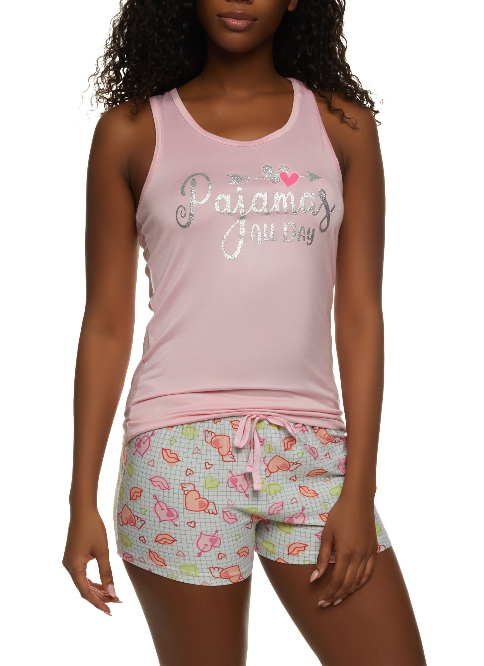 Pajamas All Day Glitter Pajama Tank Top and Shorts sold by Rainbow