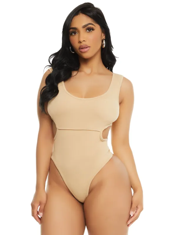 Ribbed Knit Side Cut Out Tank Bodysuit sold by Rainbow