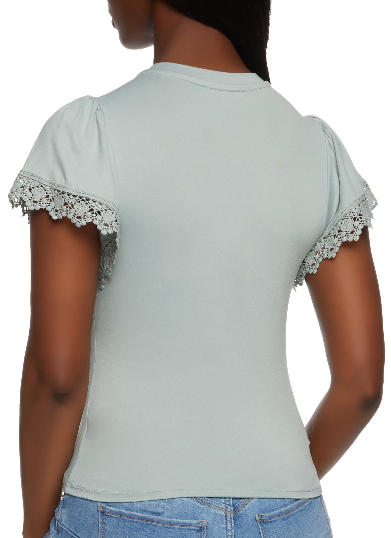 Crochet Trim Short Sleeve Tee sold by Rainbow product image thumbnail 2