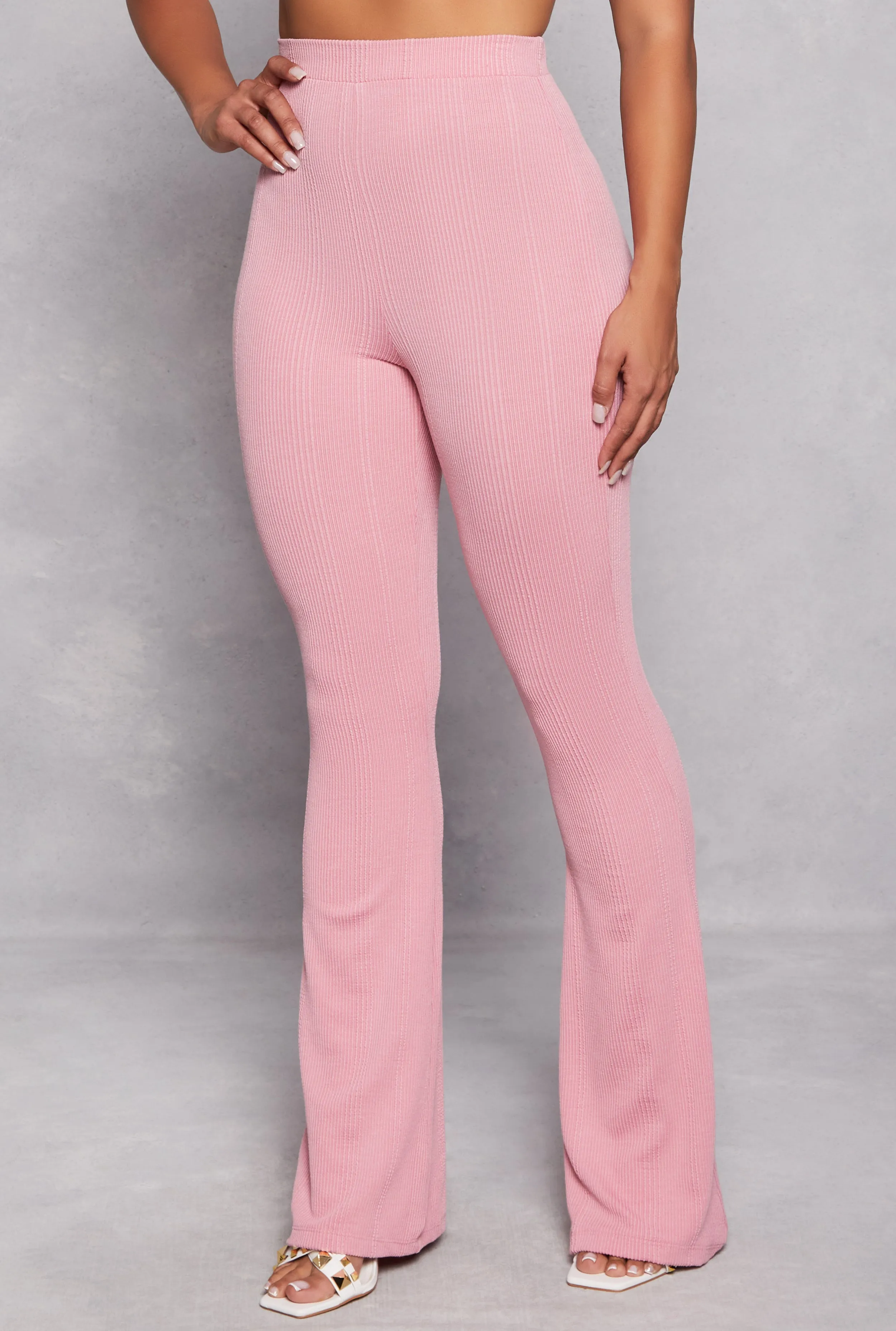 Ribbed Knit High Waisted Flare Pants sold by Rainbow product image thumbnail 2