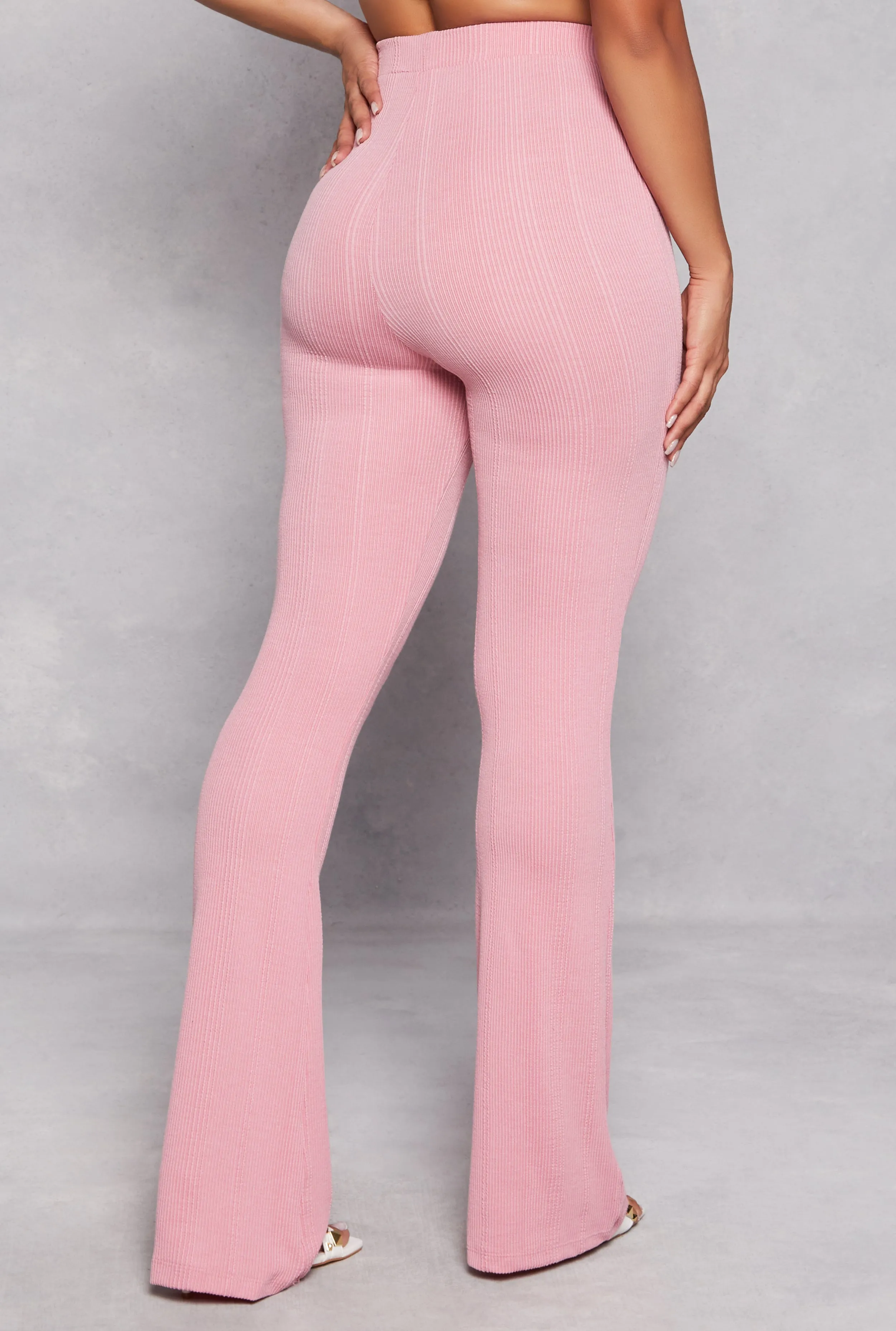 Ribbed Knit High Waisted Flare Pants sold by Rainbow product image thumbnail 3