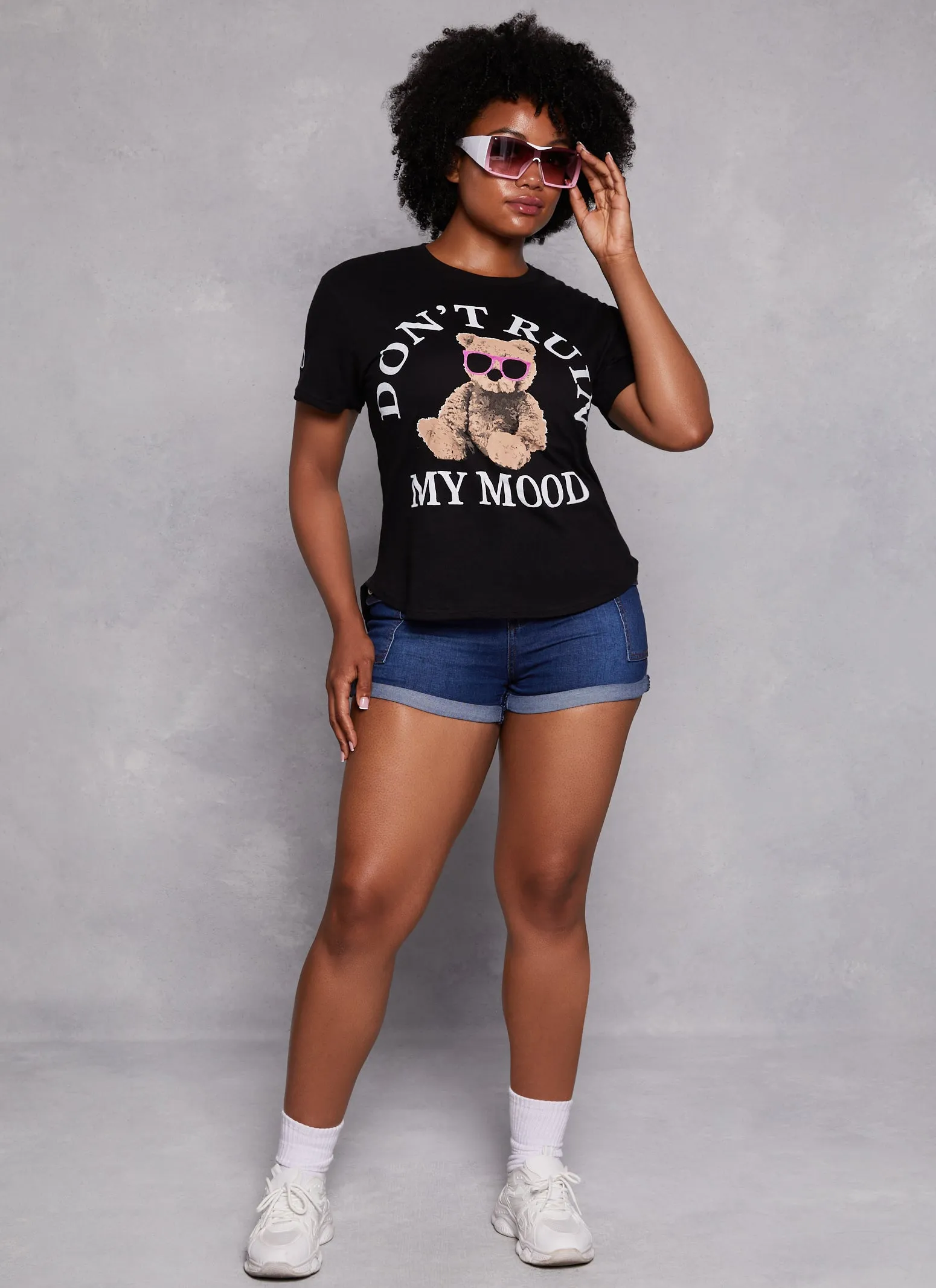 Plus Size Dont Ruin My Mood Bear Graphic Tee sold by Rainbow product image thumbnail 2