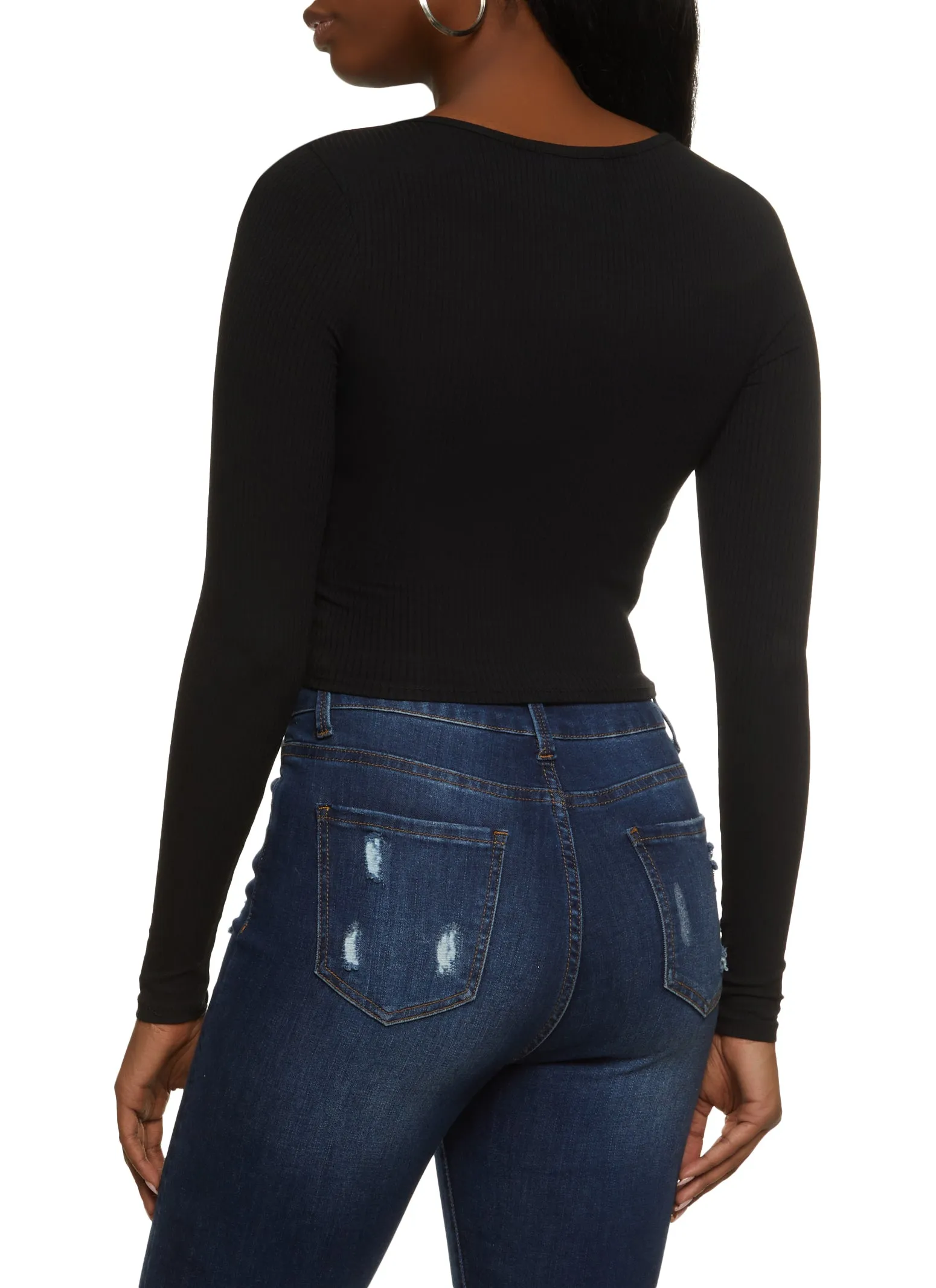 Ribbed Notch Neck Cropped Tee sold by Rainbow product image thumbnail 2