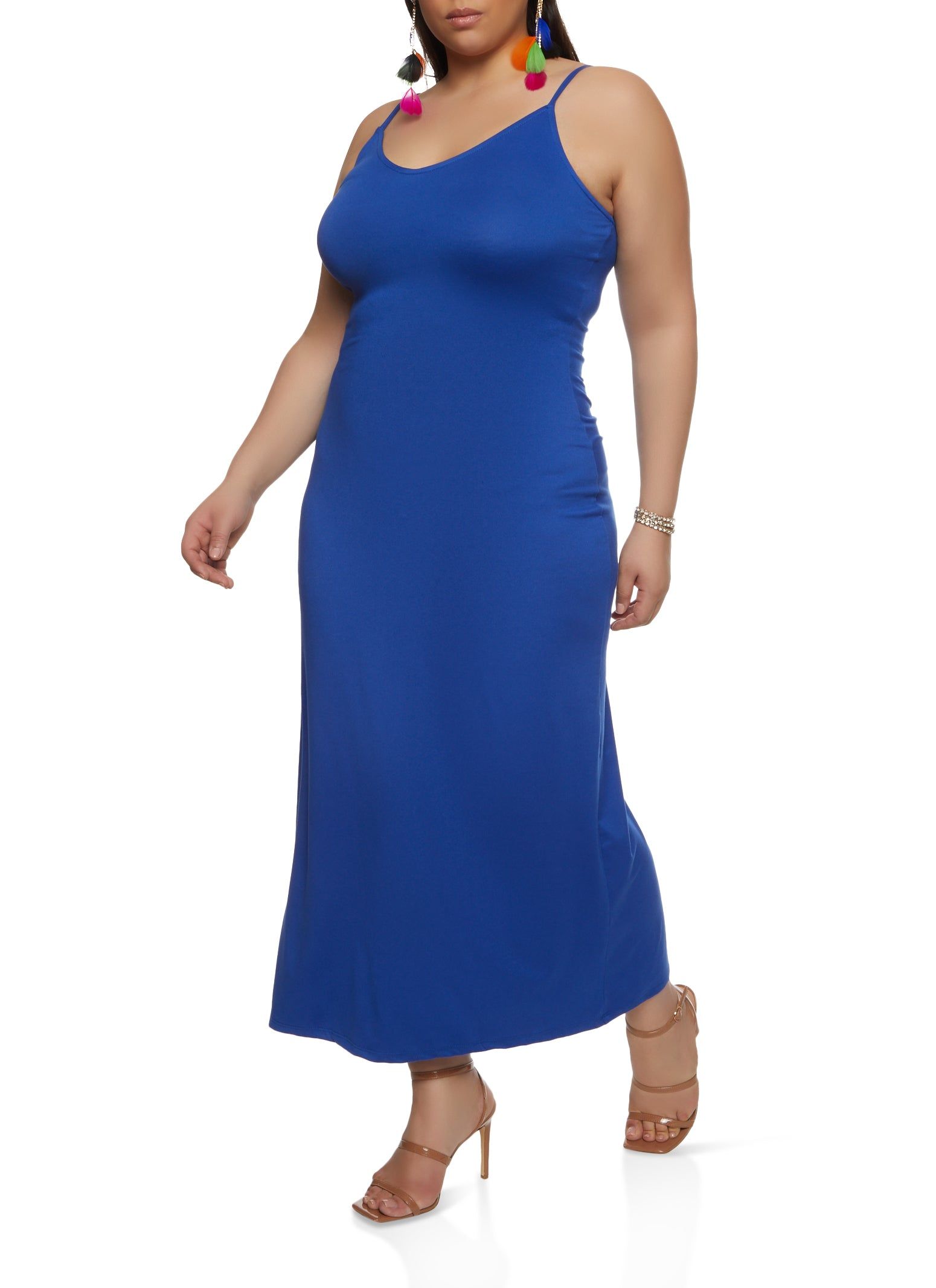 Plus Size Soft Knit V Neck Maxi Dress sold by Rainbow