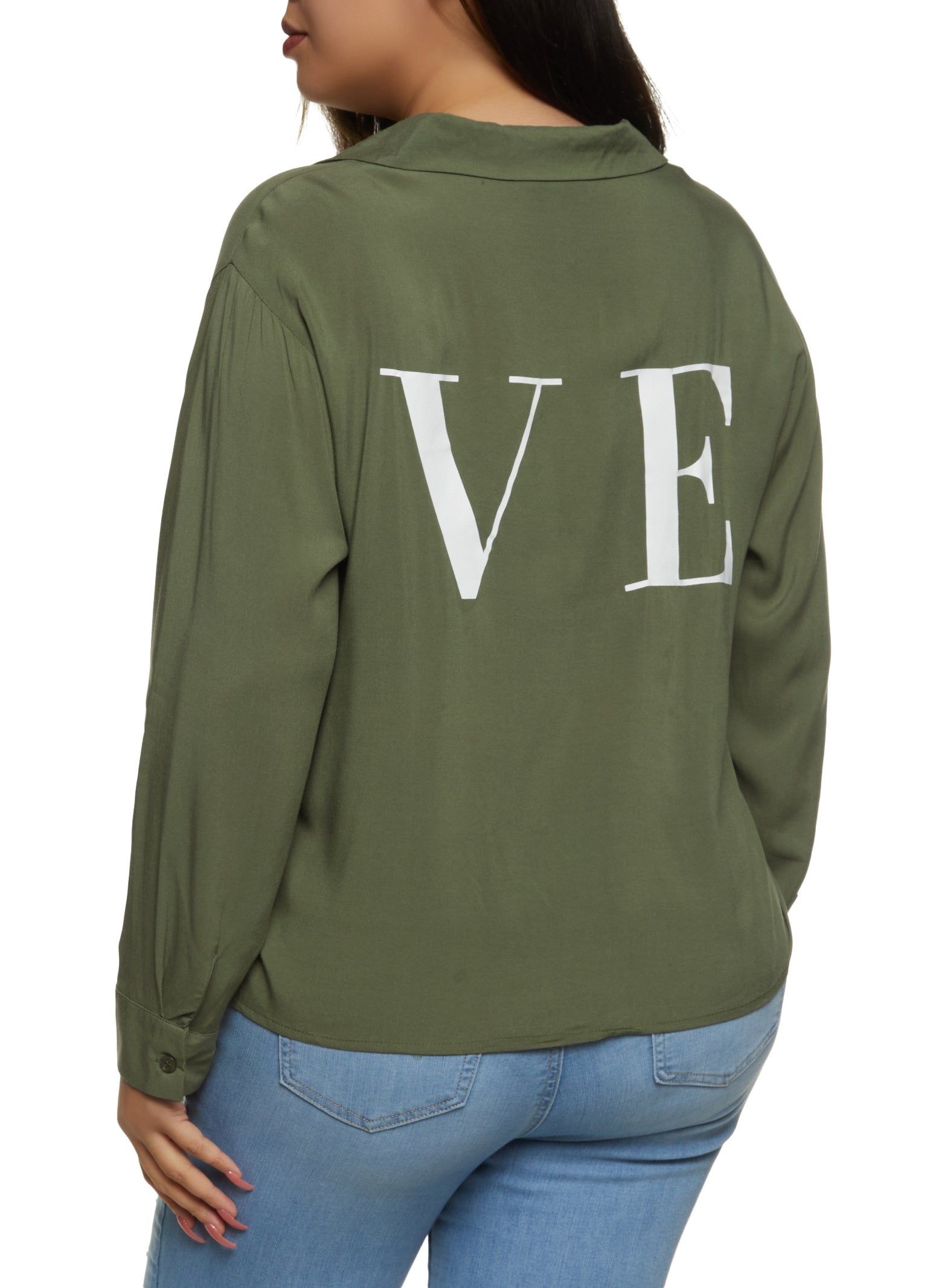 Plus Size Love Graphic Button Down Shirt sold by Rainbow product image thumbnail 2