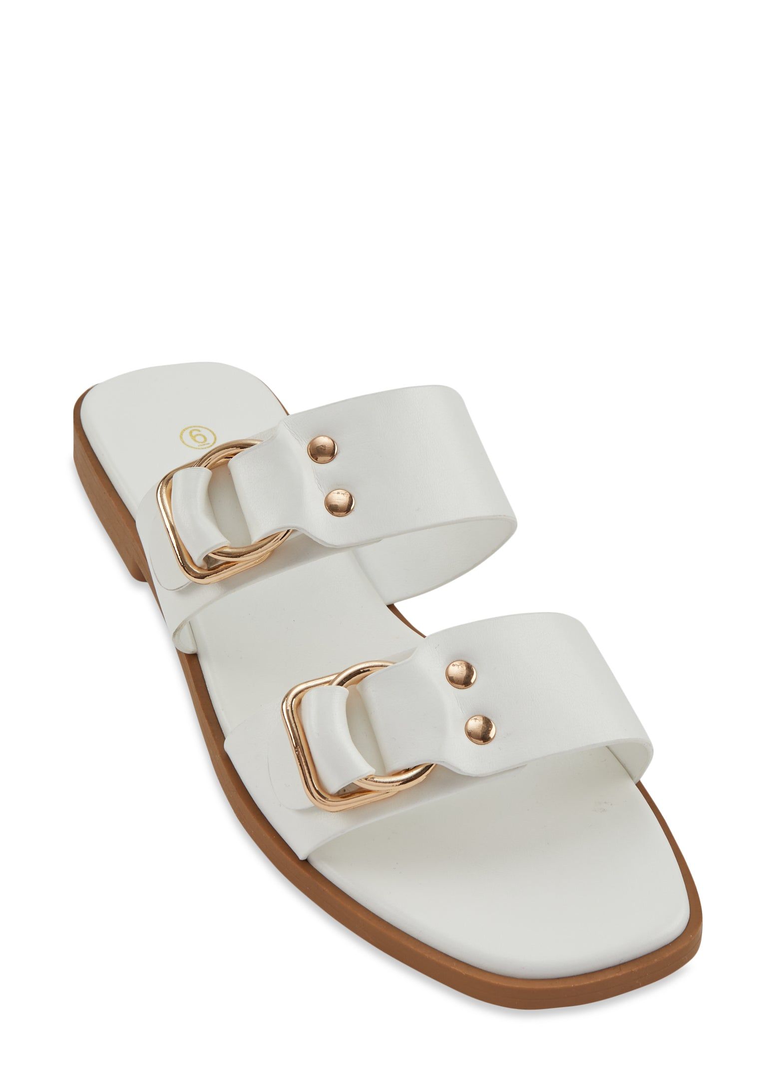 Double Buckle Band Slide Sandals sold by Rainbow
