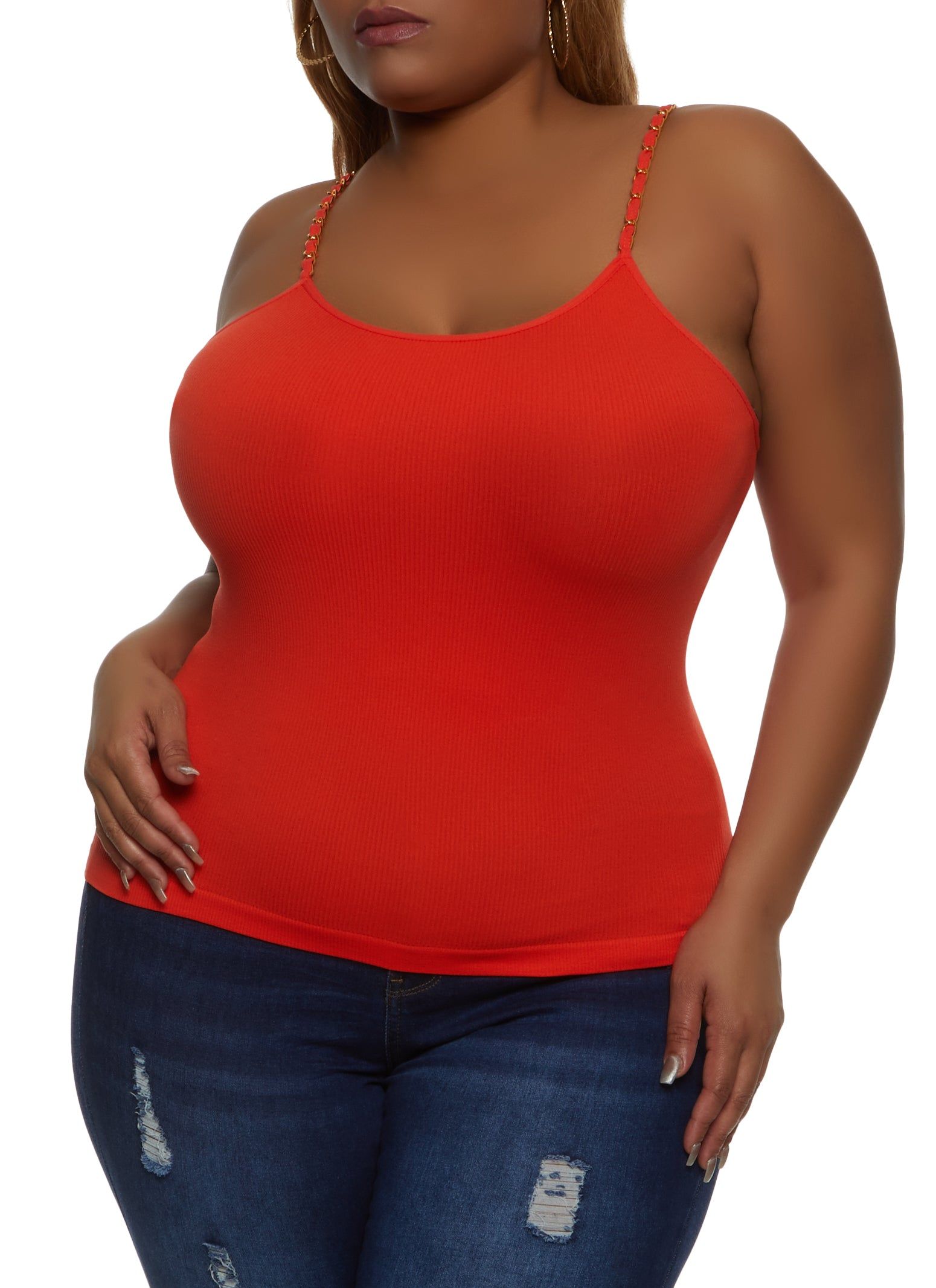 Plus Size Chain Strap Scoop Neck Cami sold by Rainbow