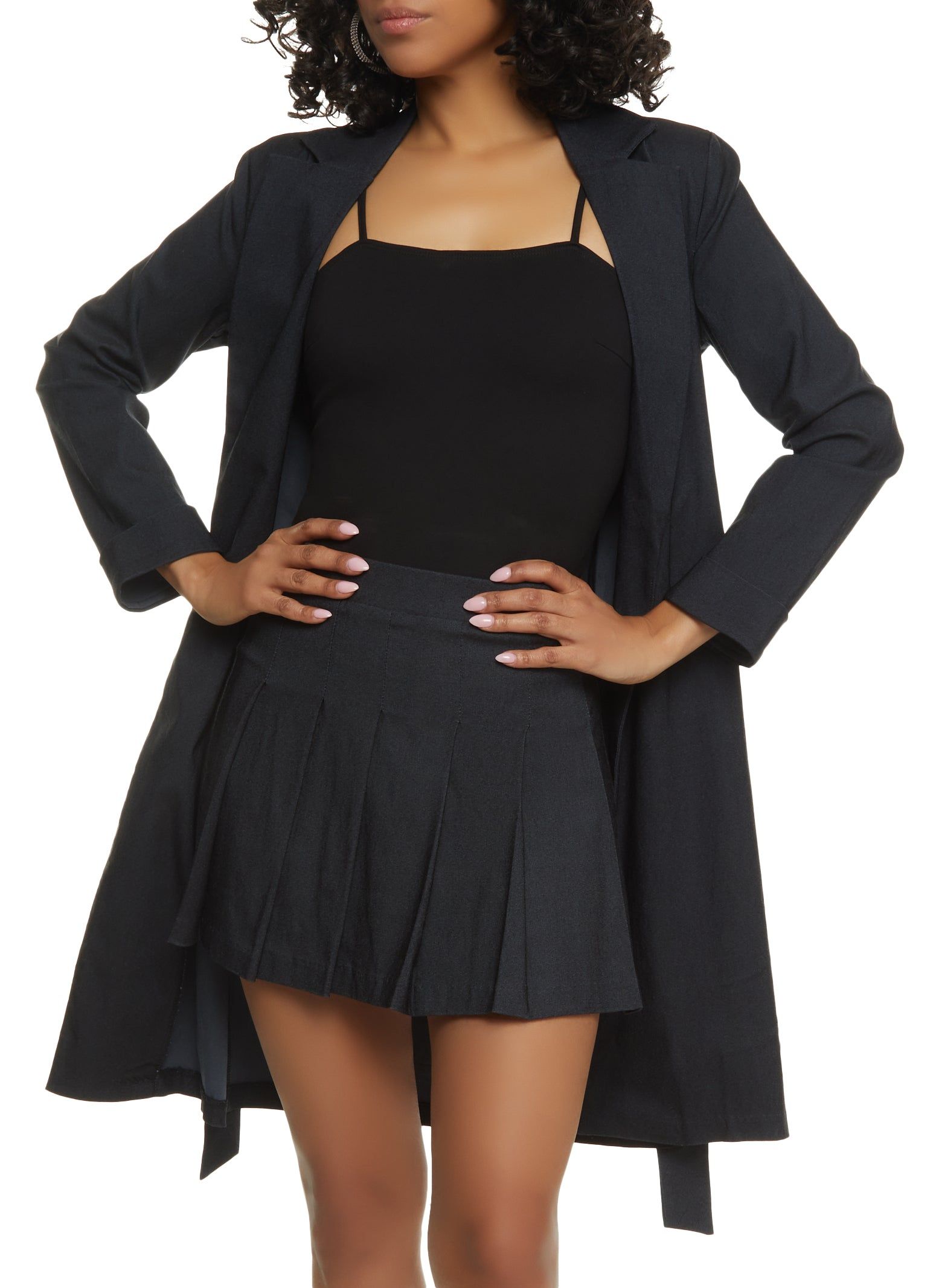 Chambray Tie Waist Belted Trench Coat sold by Rainbow