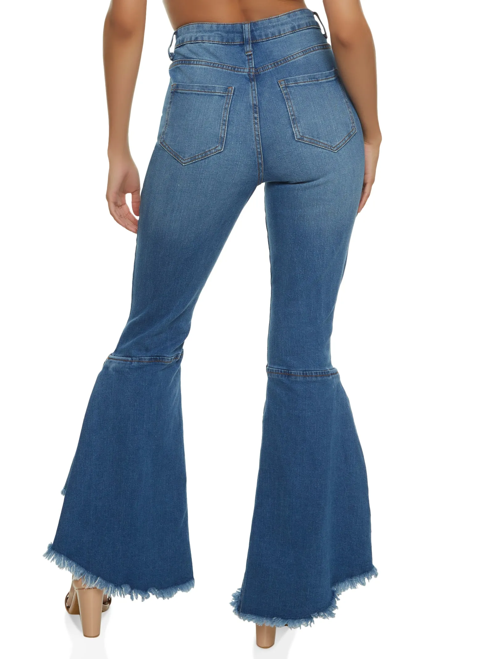 Highway Frayed Trim Ripped Bell Bottom Jeans sold by Rainbow product image thumbnail 3