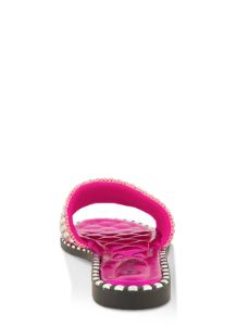 Studded Trim Rhinestone Single Band Slide Sandals sold by Rainbow