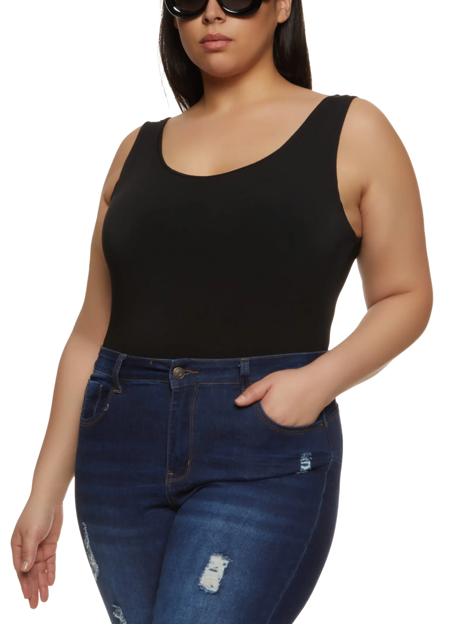 Plus Size Sleeveless Scoop Neck Tank Bodysuit sold by Rainbow product image thumbnail 2