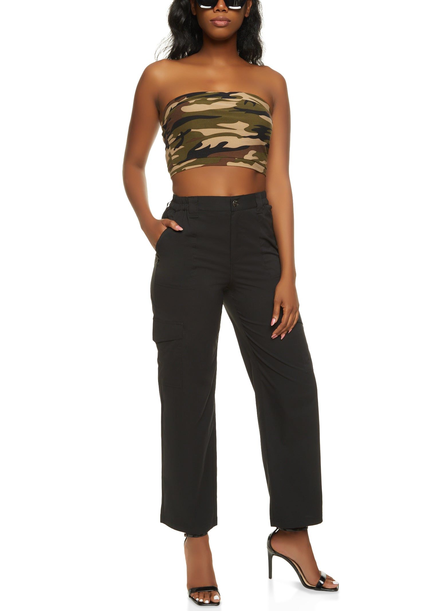 Nylon Wide Leg Cargo Pants sold by Rainbow product image thumbnail 2
