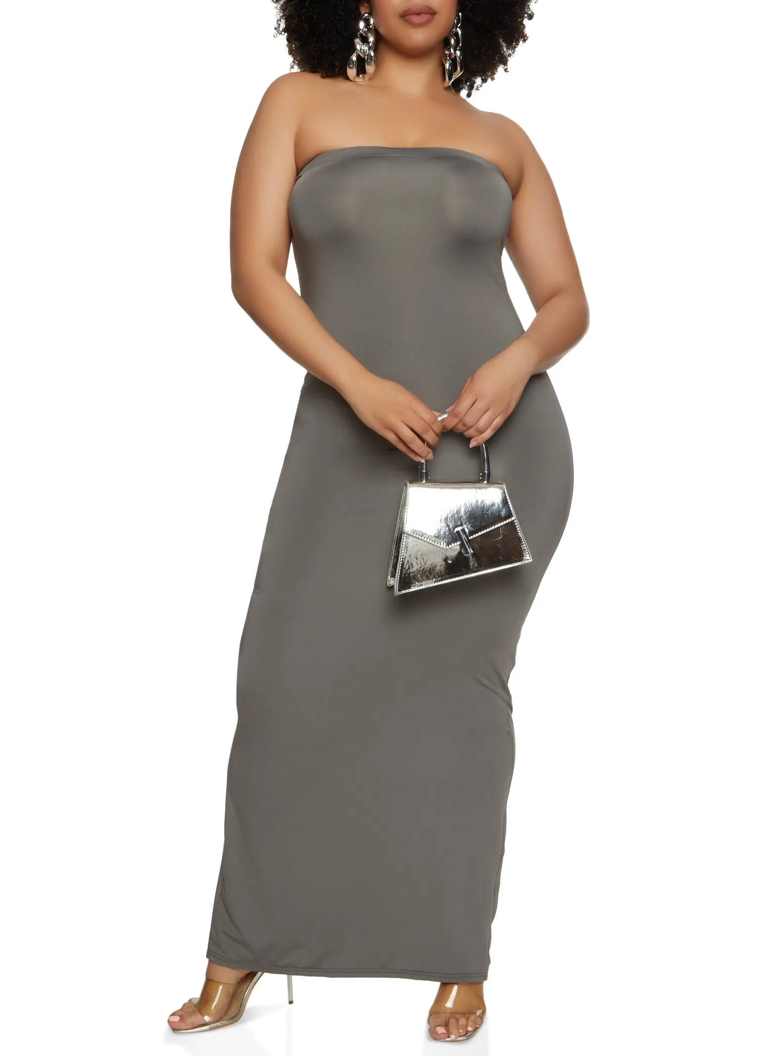 Plus Size Daisy Solid Tube Maxi Dress sold by Rainbow