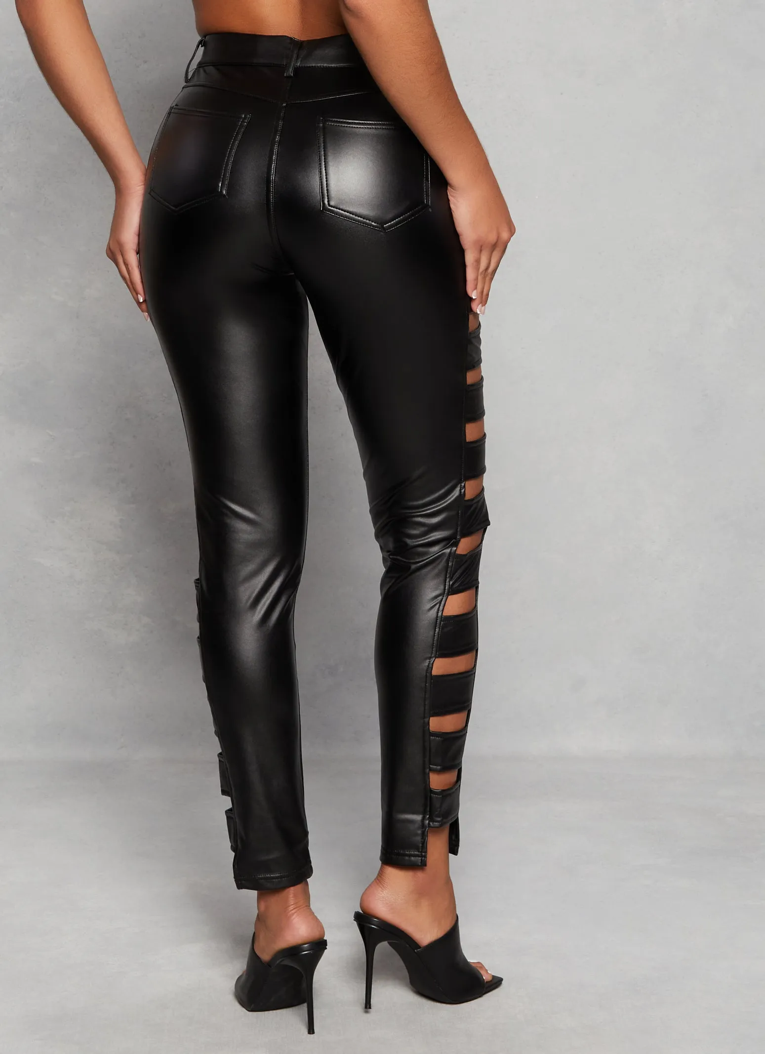 Side Cut Out Faux Leather Pants sold by Rainbow product image thumbnail 3