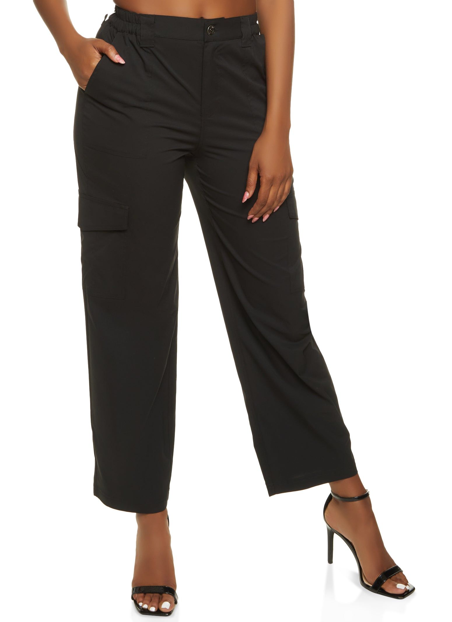 Nylon Wide Leg Cargo Pants sold by Rainbow