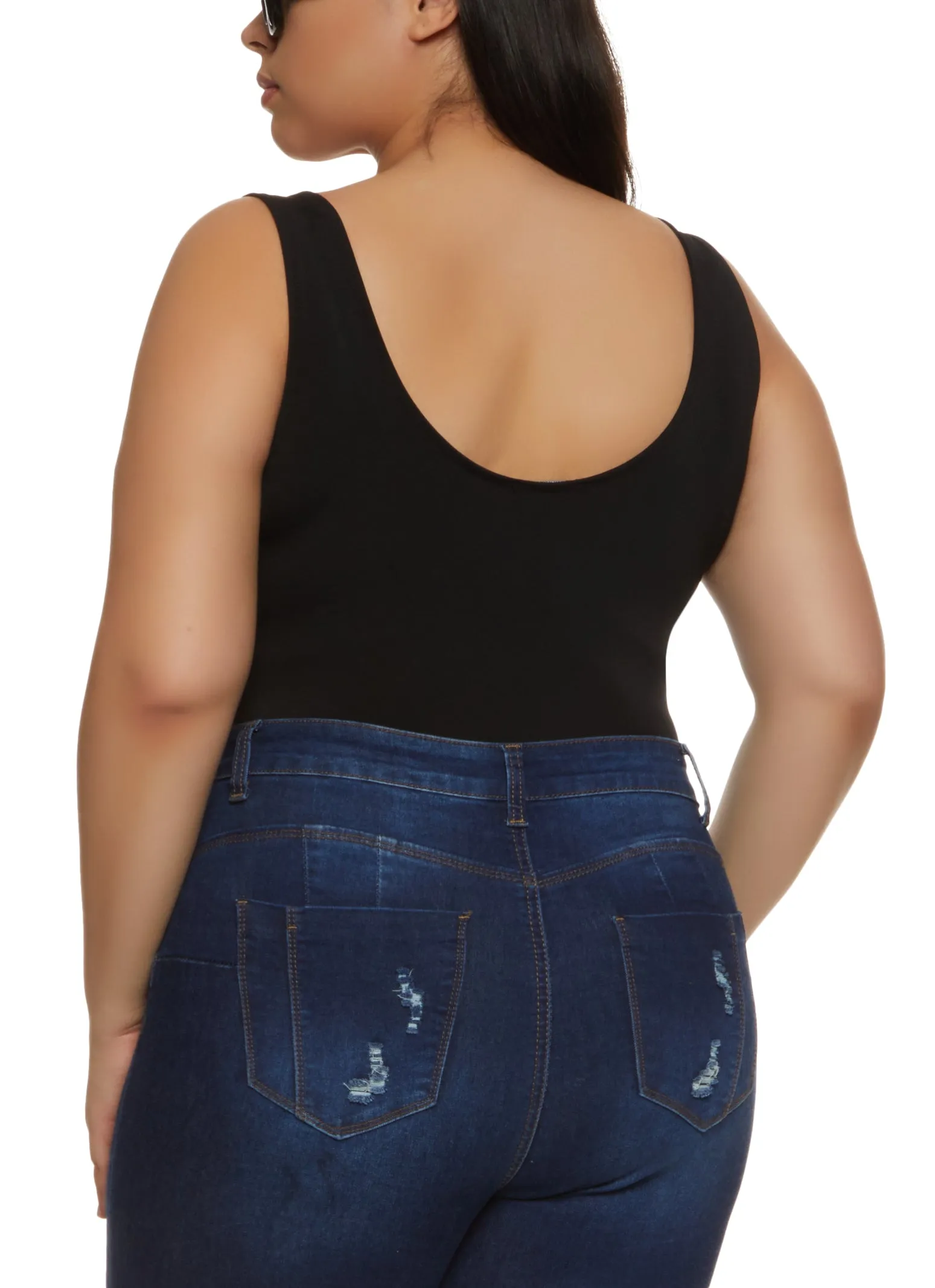 Plus Size Sleeveless Scoop Neck Tank Bodysuit sold by Rainbow product image thumbnail 3