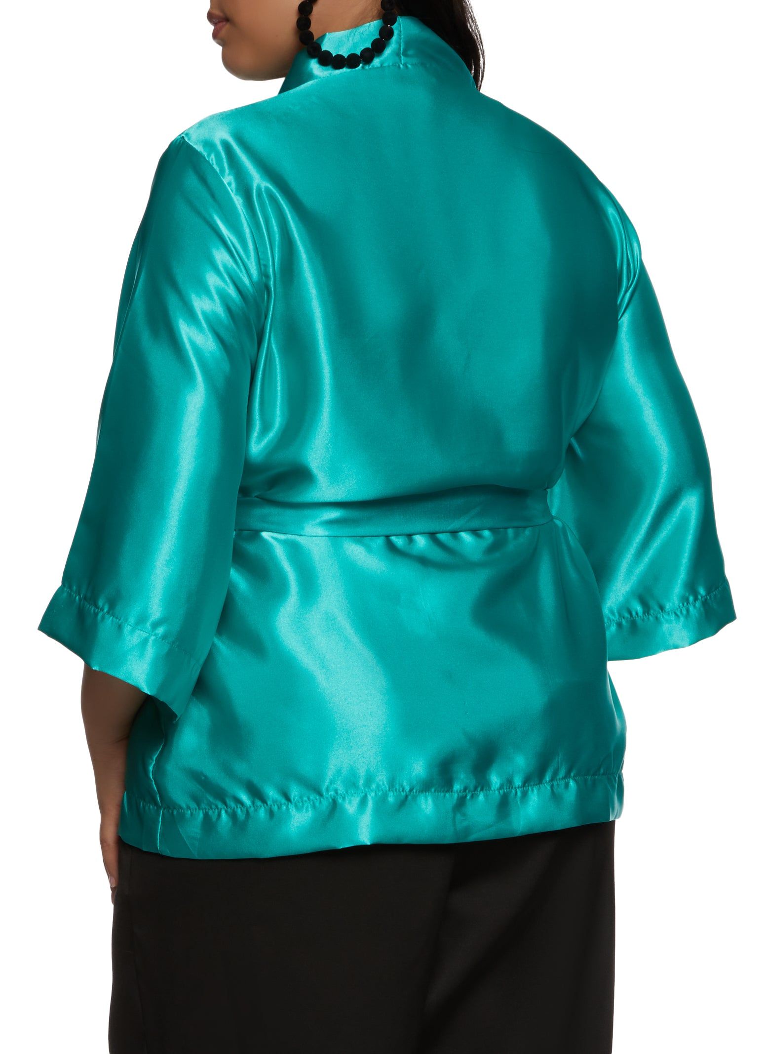 Plus Size Solid Satin Kimono sold by Rainbow product image thumbnail 2