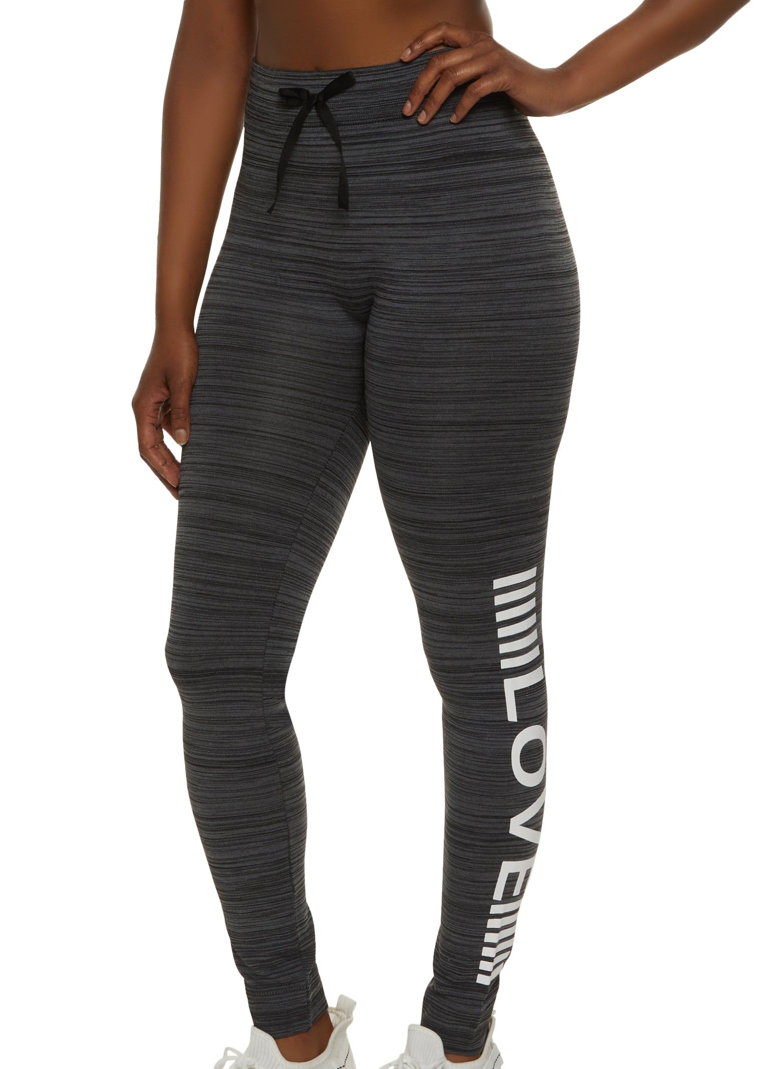 Love Side Graphic Drawstring Detail Leggings sold by Rainbow