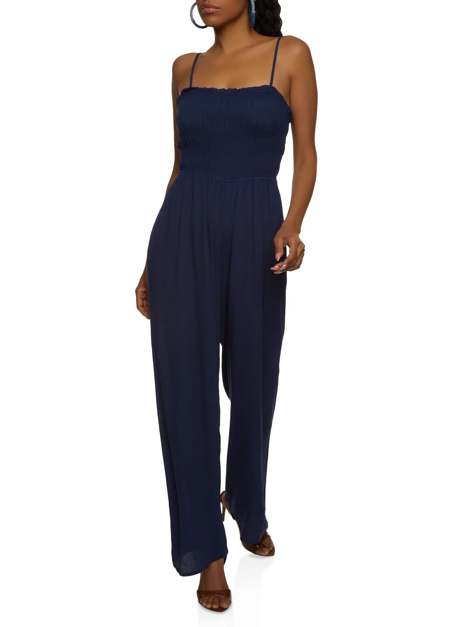 Gauze Knit Smocked Cut Out Back Cami Jumpsuit sold by Rainbow product image thumbnail 2