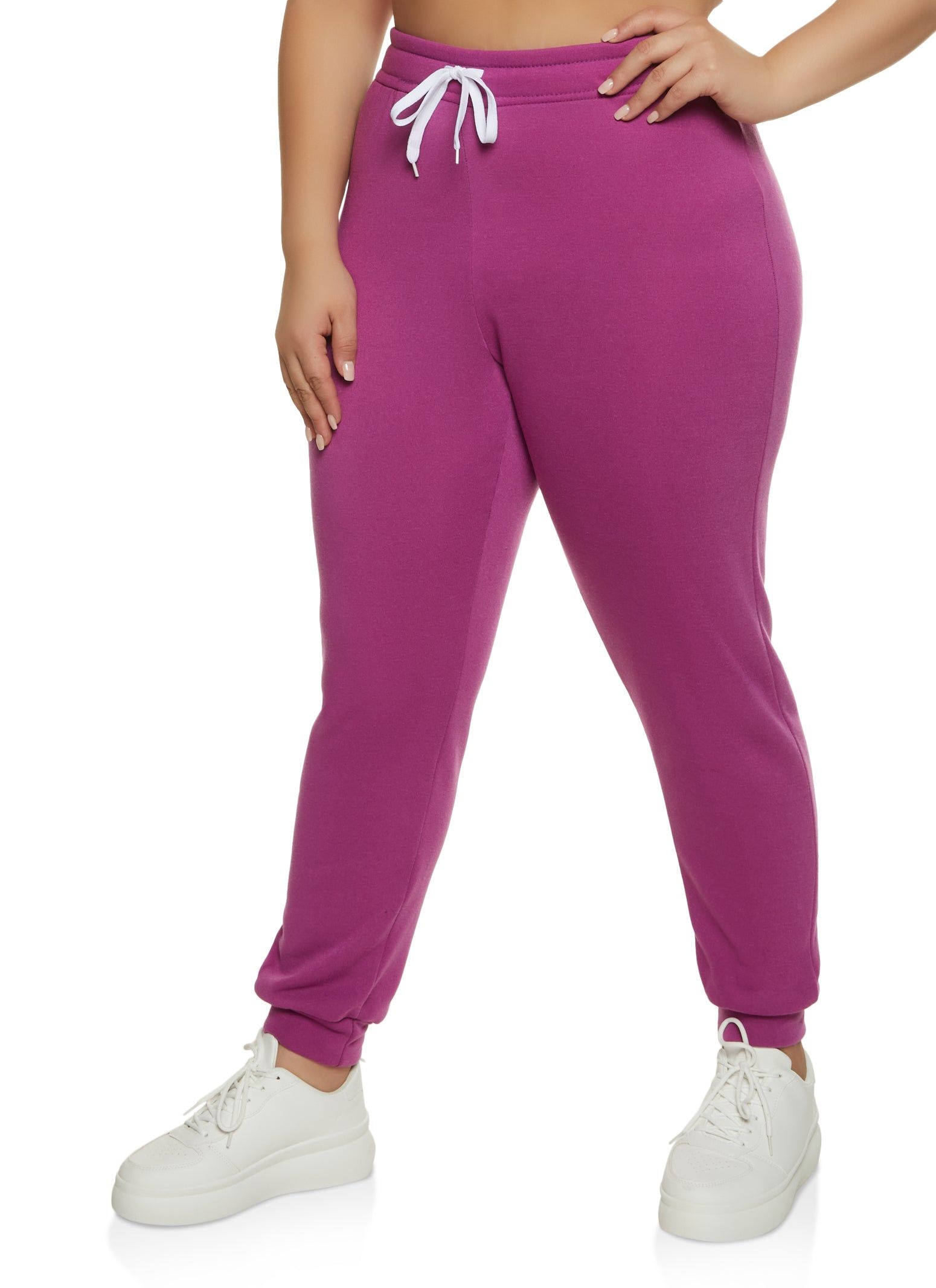 Plus Size Solid High Waist Fleece Joggers sold by Rainbow