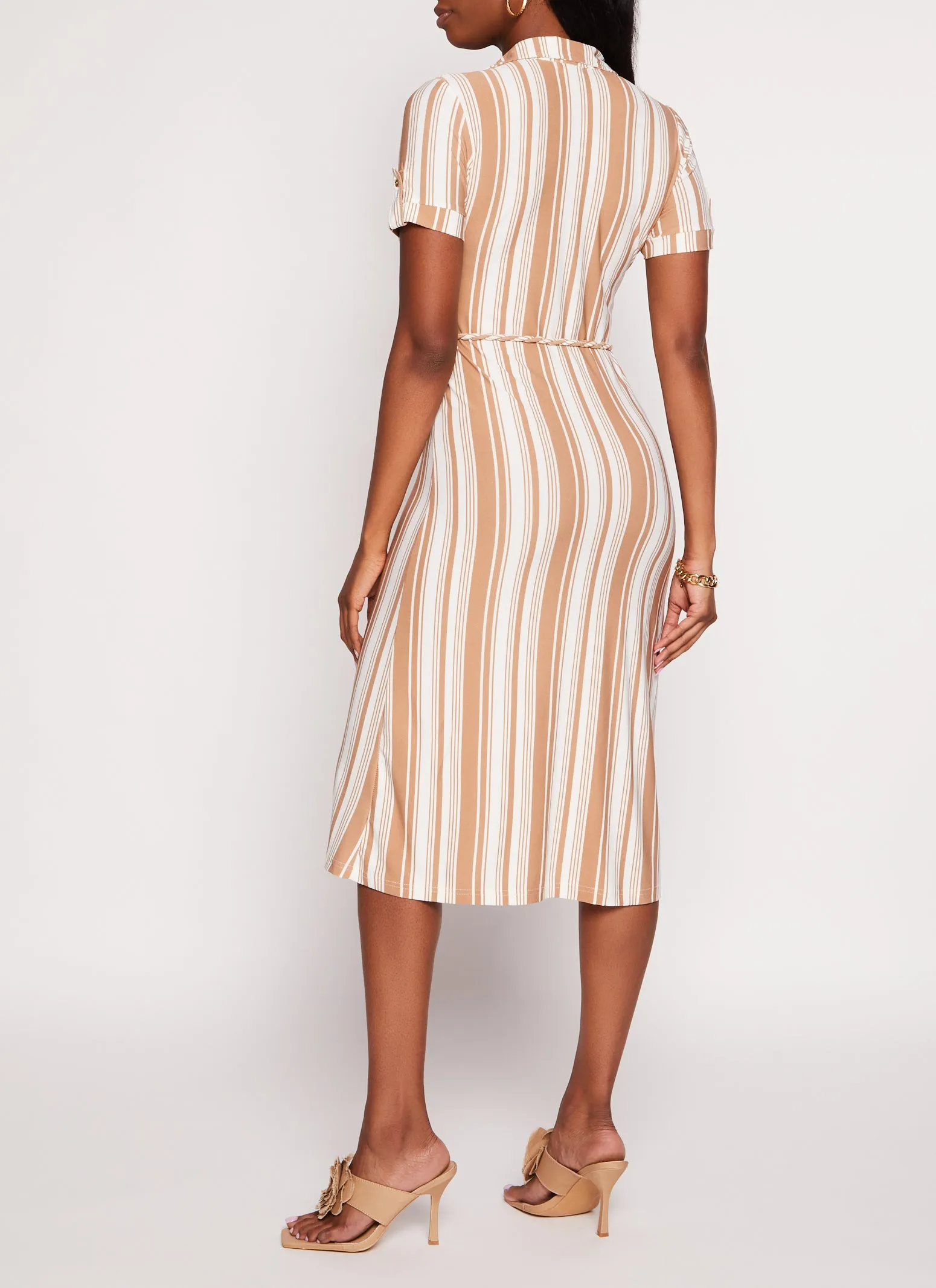 Tie Waist Belted Midi Shirt Dress sold by Rainbow product image thumbnail 3