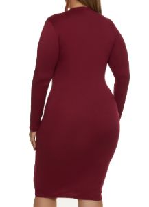 Plus Size Mock Neck Midi Dress sold by Rainbow