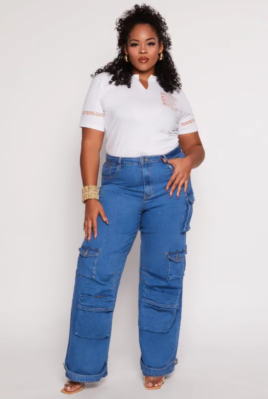 Plus Size Daisy High Waist Wide Leg Cargo Jeans sold by Rainbow